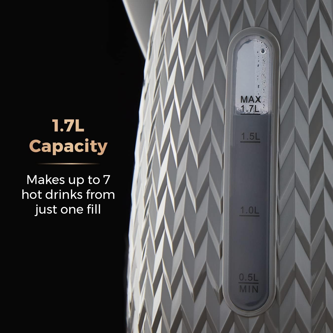 Tower T10052GRY Empire 1.7 Litre Kettle with Rapid Boil, Removable Filter, 3000W, Grey with Brass Accents image number 6