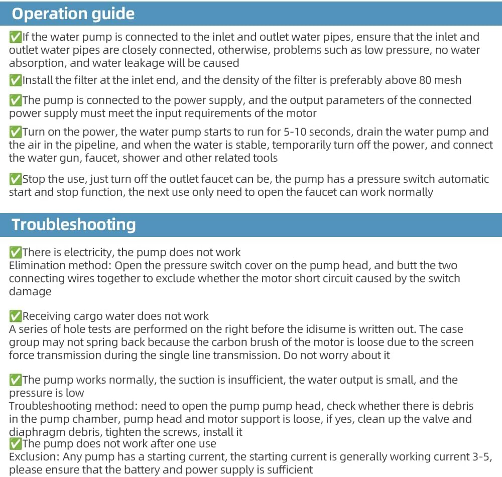 RV Water Pump DC 24V 3.5GPM 13.5L/Min 45PSI Fresh Water Diaphragm Pump Built in on Demand Pressure Switch with Pressure Tank for Boat Travel Trailer RV Kitchen Bathroom Water Diaphragm Self Priming image number 5