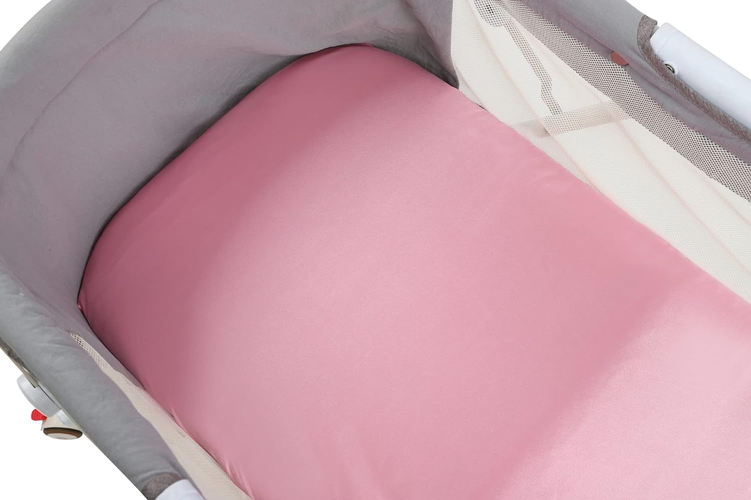 Satin Bassinet Sheet Set 2 Pack Ultra Soft Silk Fit for Rectangle, Hourglass, Oval Bassinet Mattress Protect for Baby Hair and Skin Cradle or Bassinet Sheets, Lt Grey & Pink image number 5