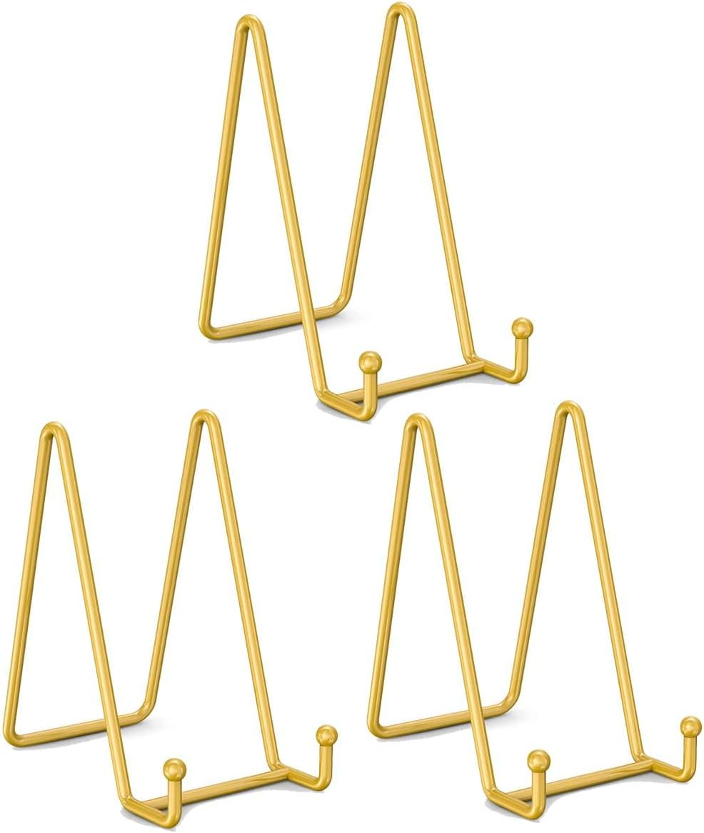 3 Pcs 6'' Plate Stand Display Plate Holder Picture Stand Iron Easel Stand.Book Display Stand Tabletop Art Decorative Trays (Black)