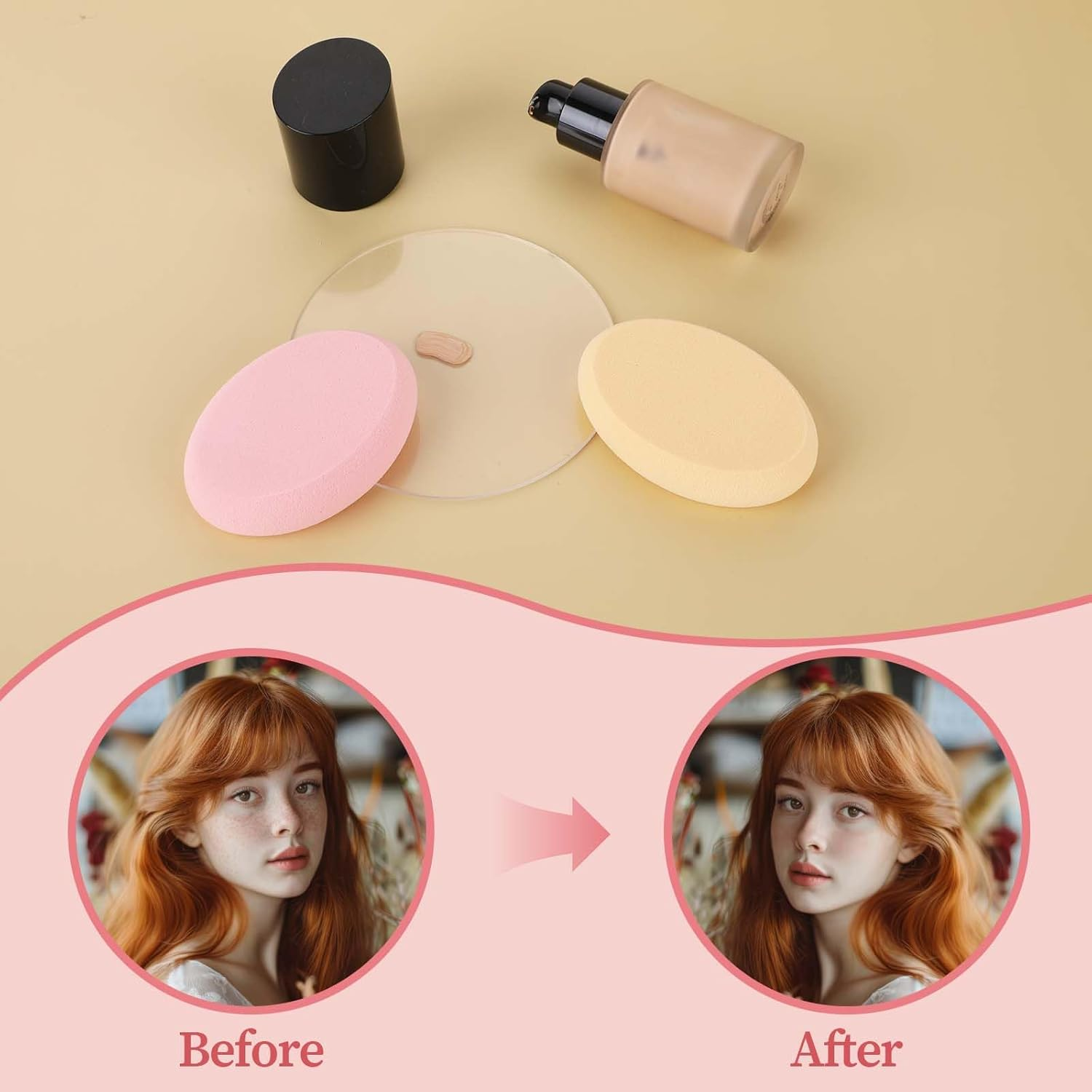Sliverdew 2 Pack Oval Puff Beauty Egg Foundation Sponge Professional Makeup Sponge for Eye Foundation Blush Application Forehead Cheeks, Dry and Wet (Skin Tone and Pink) image number 5