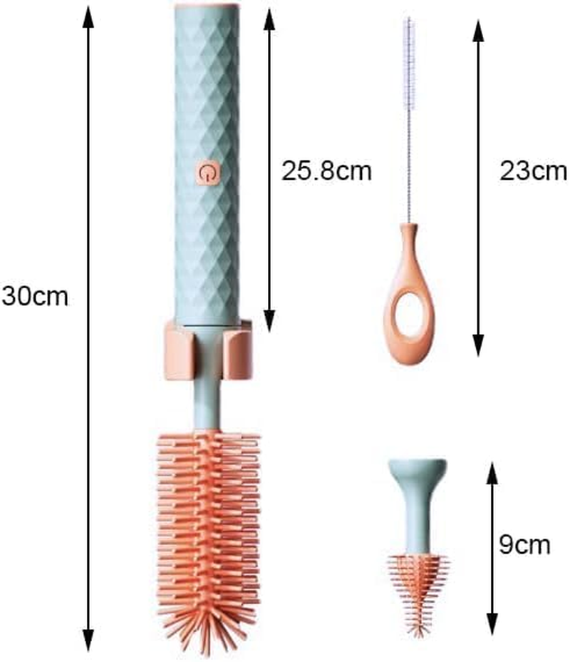 Baby Bottle Brush Set Electric Bottle Brush with Silicone Nipple Brushes Straw Cleaner Rechargeable Water Bottle Cleaner image number 1