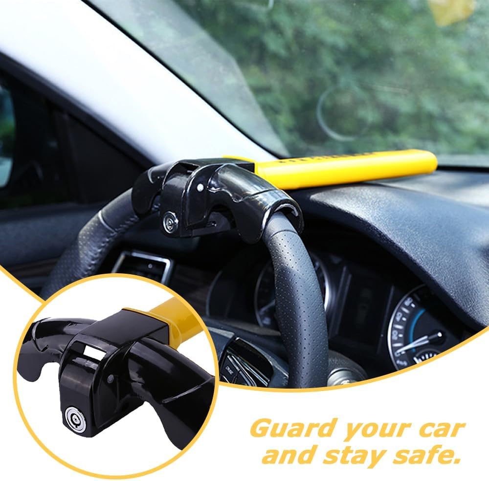 MOTRAIN Universal Steering Wheel Lock, Brake Pedal Lock, High Security Brake Clutch Pedal Lock with 2 Keys Black image number 3