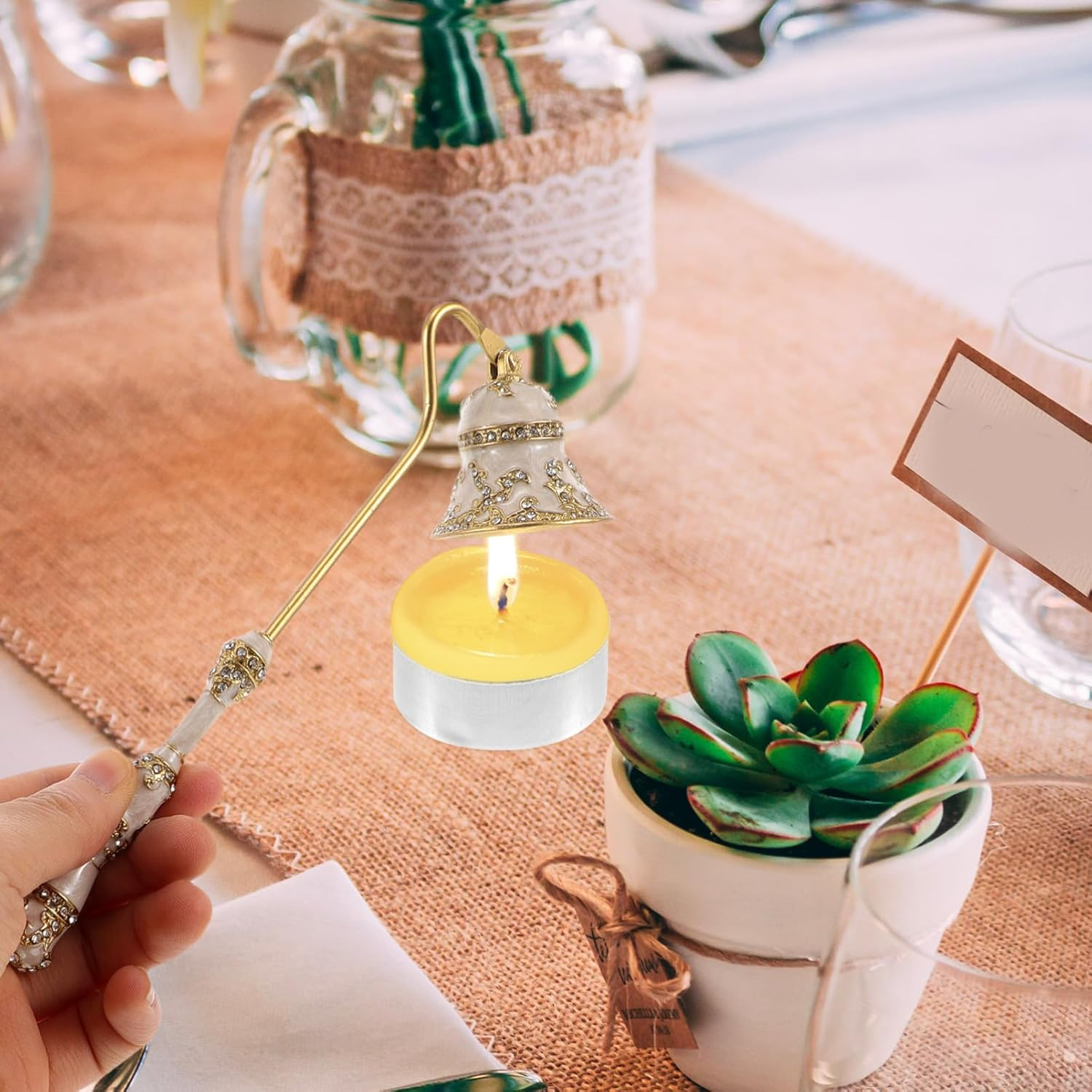 VICASKY Handheld Wick Fire Extinguisher Vintage Metal Candle Snuffer Odor Elimination Tool for Aromatherapy Candles Home Hotel Restaurant image number 6