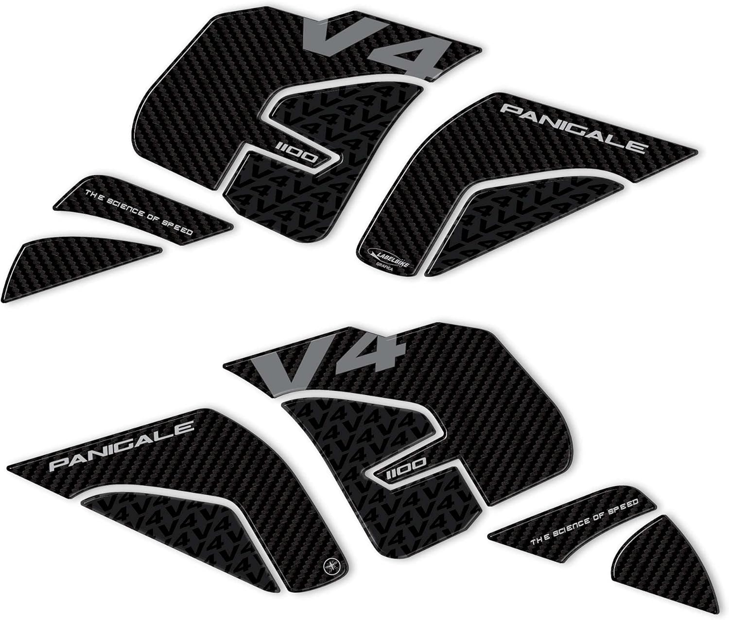 Labelbike - Stickers 3D Motorcycle Tank Side Protection and Decoration in Resin Compatible with Ducati Panigale V4 2018-2021 - Color Carbon Black Grey image number 3