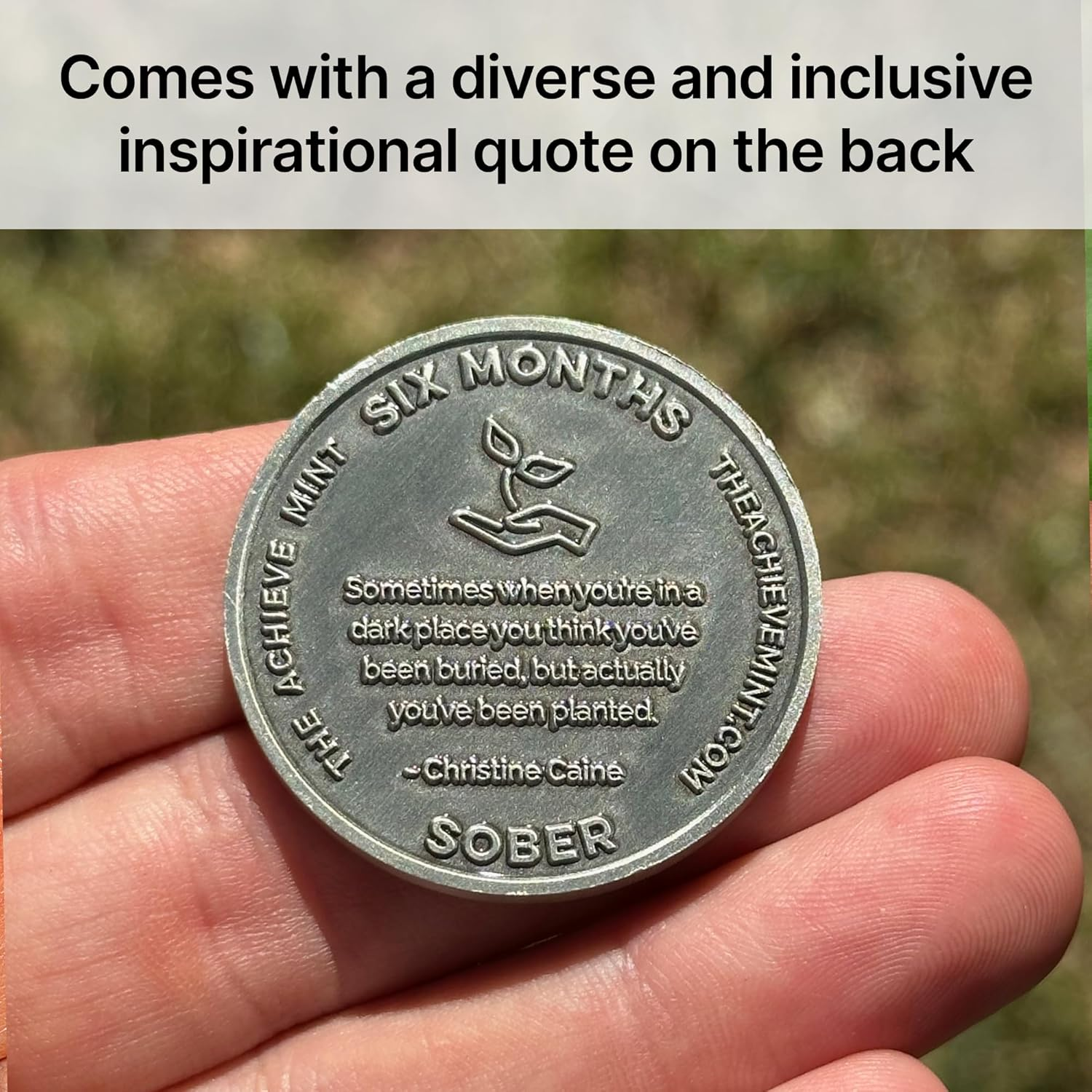 The Achieve Mint 6 Months Sober Token | Six Months Sobriety Chip | Non-Aa, Non-Religious Medallions for Men and Women Celebrating Sobriety image number 5