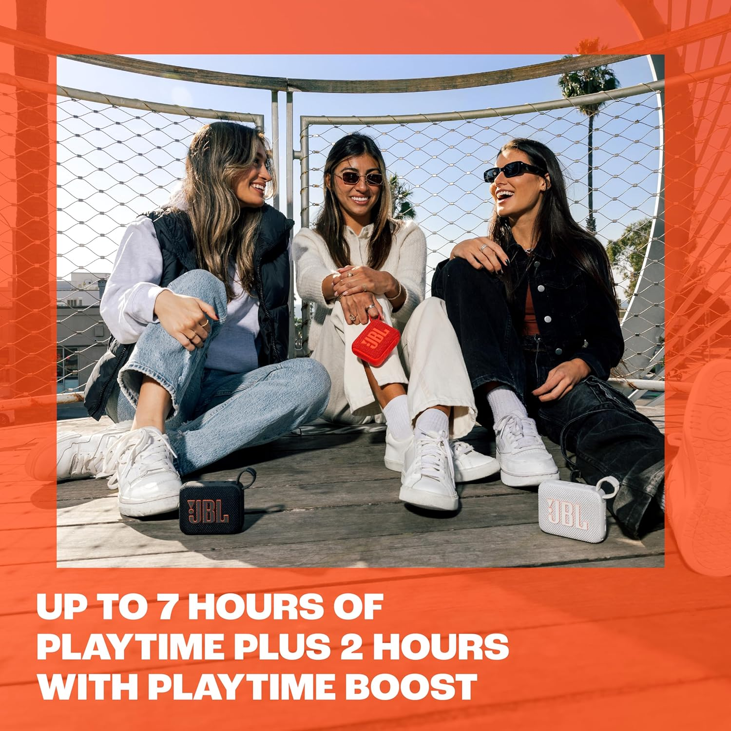 JBL Go 4, Ultra-Portable JBL Pro Sound with Punchier Bass, up to 7 Hours of Playtime plus 2 Hours with Playtime Boost, Waterproof and Dustproof, Multi-Speaker Connection by Auracast, Squad - Black image number 2