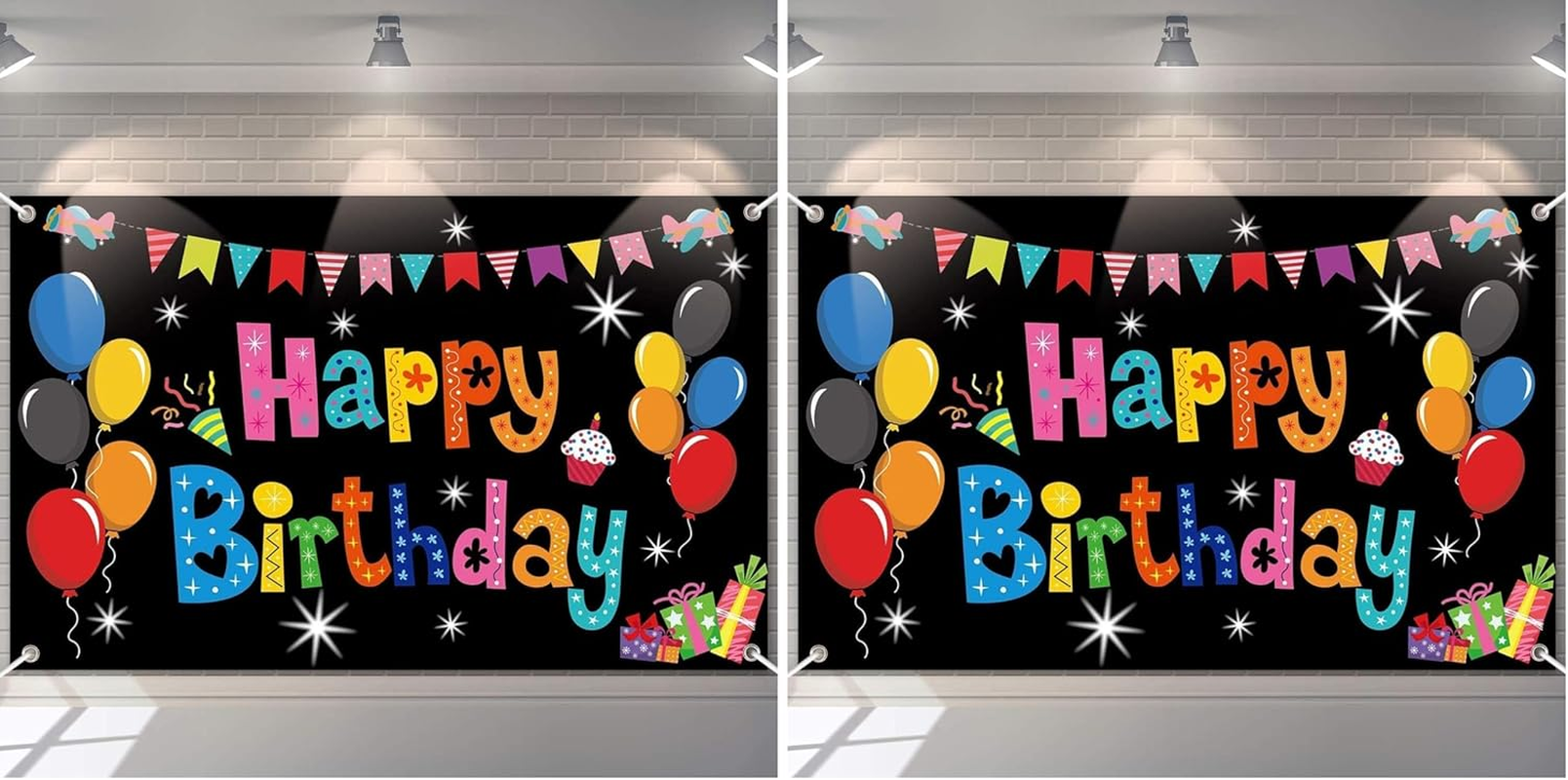 Colorful Happy Birthday Party Decorations Rainbow Birthday Banner Backdrop Large Happy Birthday Yard Sign Backgroud It'S My Birthday Party Indoor Outdoor Decorations Supplies for Boys Kids Girls - Large (Pack Of 2)