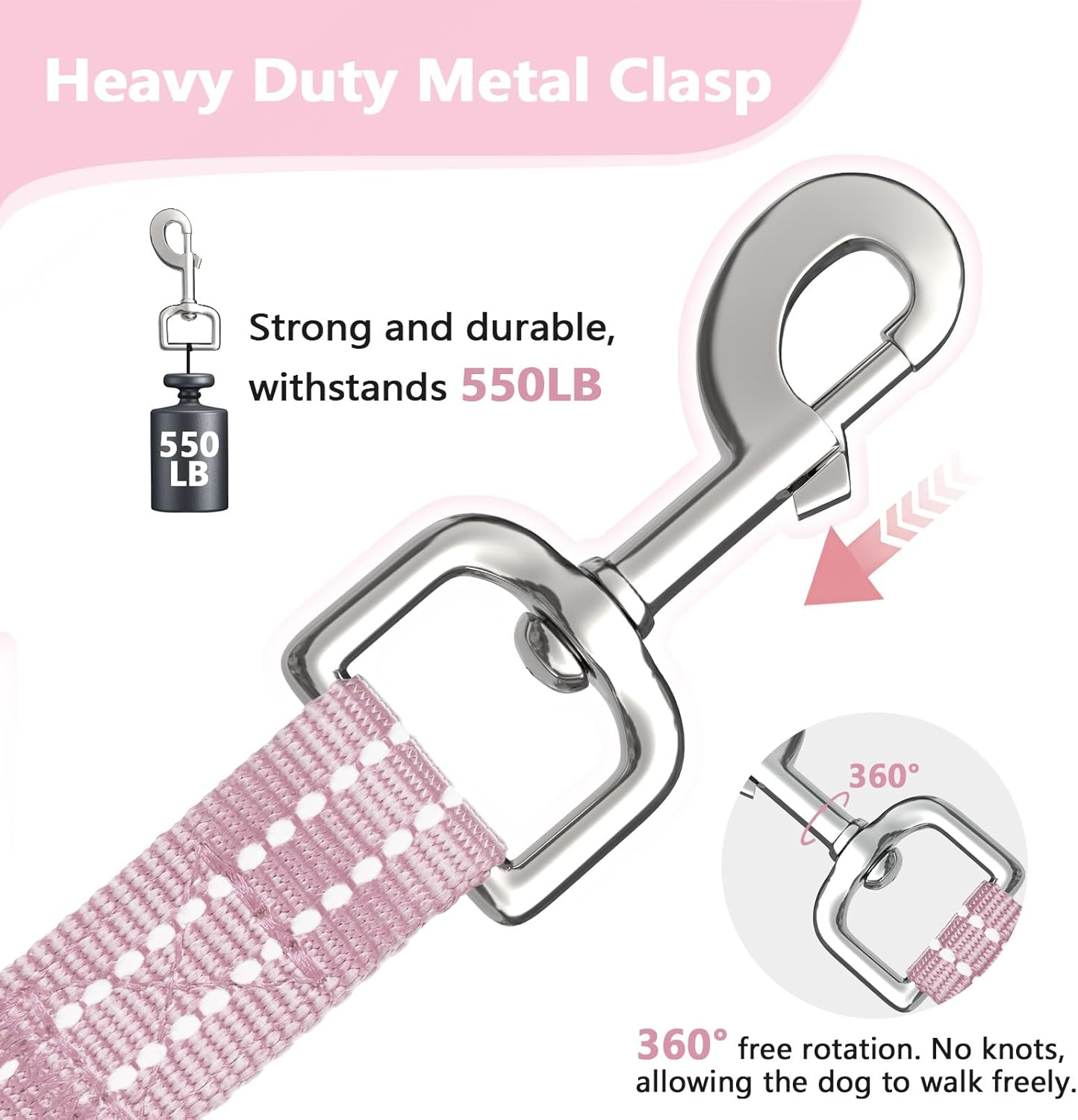 Xiaz 6 Feet Dog Training Leash, Nylon, Pink, Reflective, Padded Handle, 550 LBS Bearing, Lightweight Suitable for Small, Medium Dogs and Cats - Blue-1 image number 6