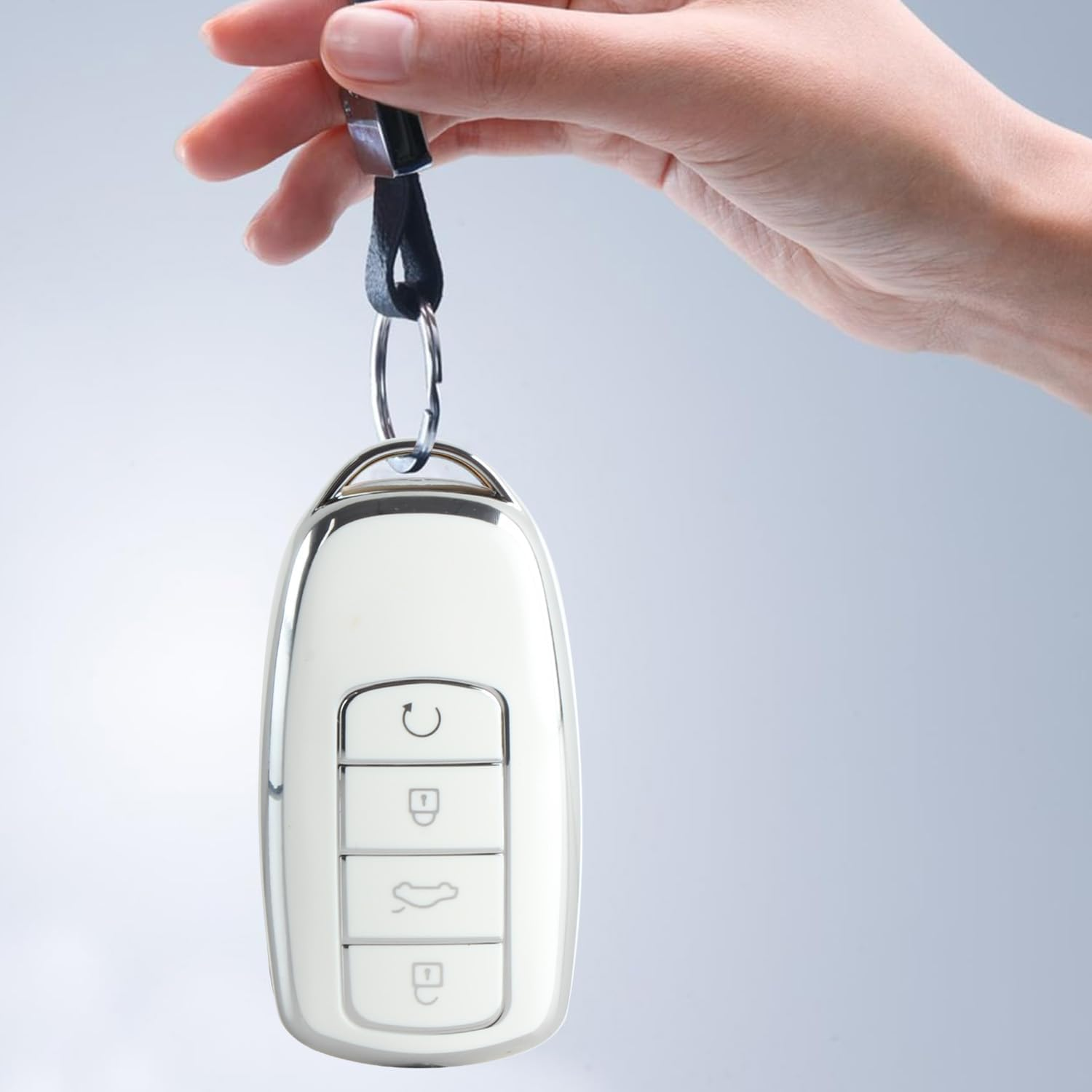 SILHOL Durable Car Smart Key Fob Cover for Chery Omoda 5 and Tiggo 8 Pro, White TPU Protection Cover image number 4