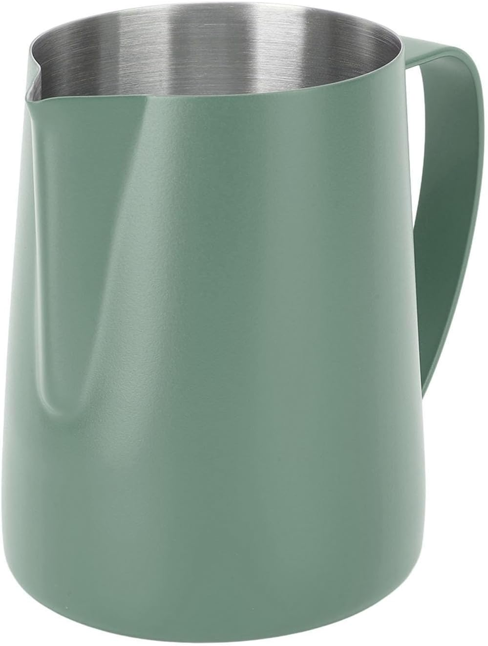 OEBUAFI Milk Frothing Pitcher 600ML Stainless Steel Coffee Frother Cup with Measurement Scale and Pointed Spout for Espresso Machines Latte Art Cappuccino Milk Tea (Dark Green) - Pink image number 5