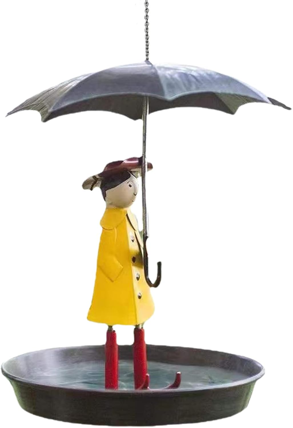 Hanging Garden Bird Feeder: Tray Plate for Girls Umbrella, Outdoor Ornaments Bowl | Wildlife Attraction Characteristic, Lovely Decorative Sculpture Pair image number 5