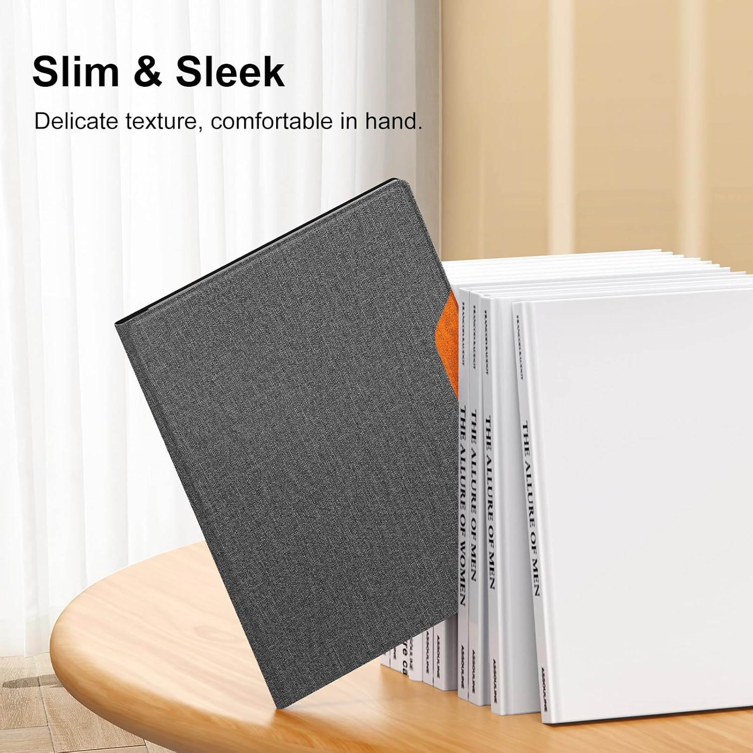 OLAIKE Book Folio Case for Remarkable 2 Paper Tablet 10.3" 2020 Released, Premuin Fabric Smart Cover with Pen Pocket, Stable Folding Stand Design (Not for Remarkable 1),Gray & Orange image number 5
