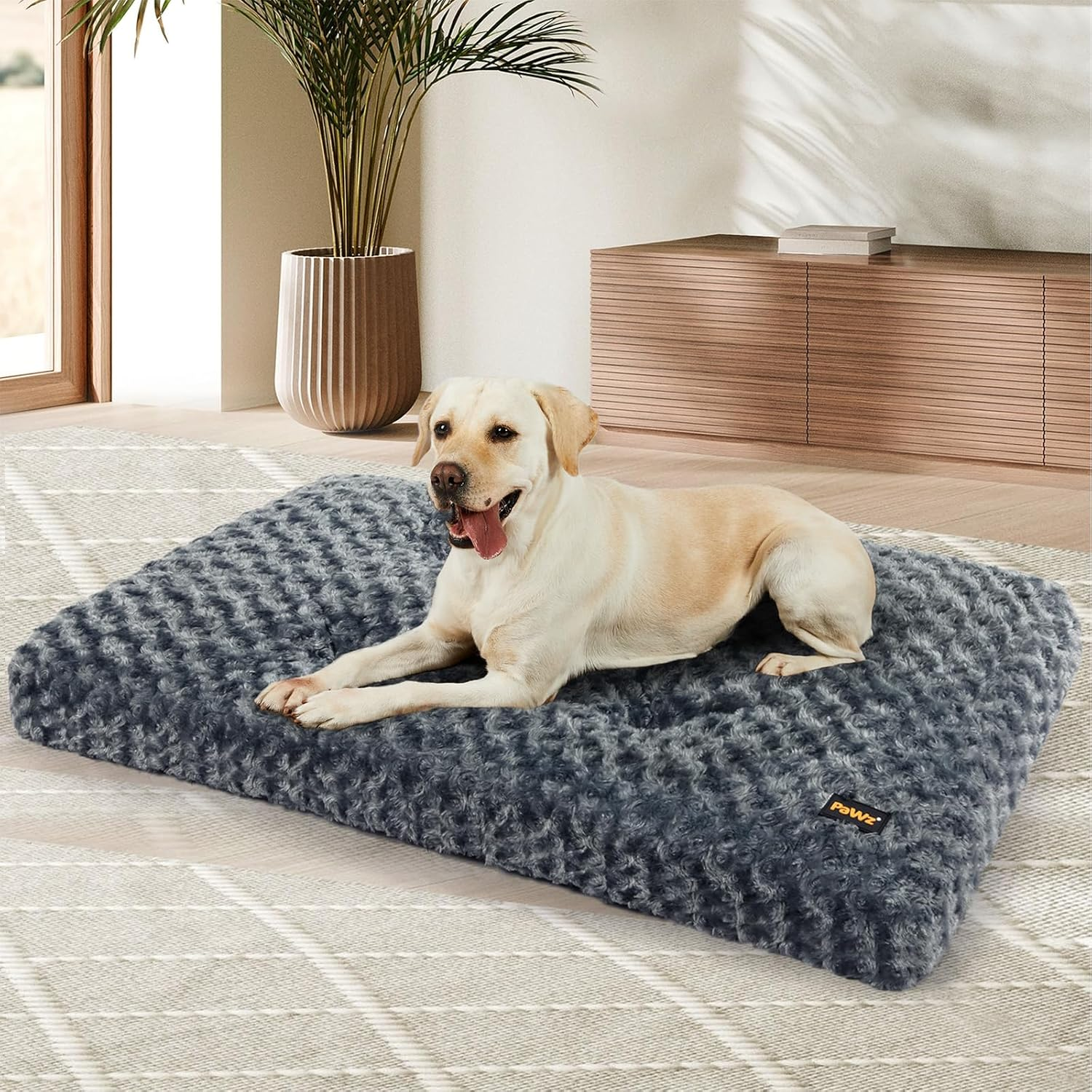 Pawz Pet Bed Dog Beds,8Cm Soft Pet Bed Mat with Plush Velvet,Dog Crate Bed for Medium Large Dog,Machine Washable Dog Bed Pad, Swirl Pattern Dog Mattress Mat,Warm Mattress Cushion,Grey image number 4