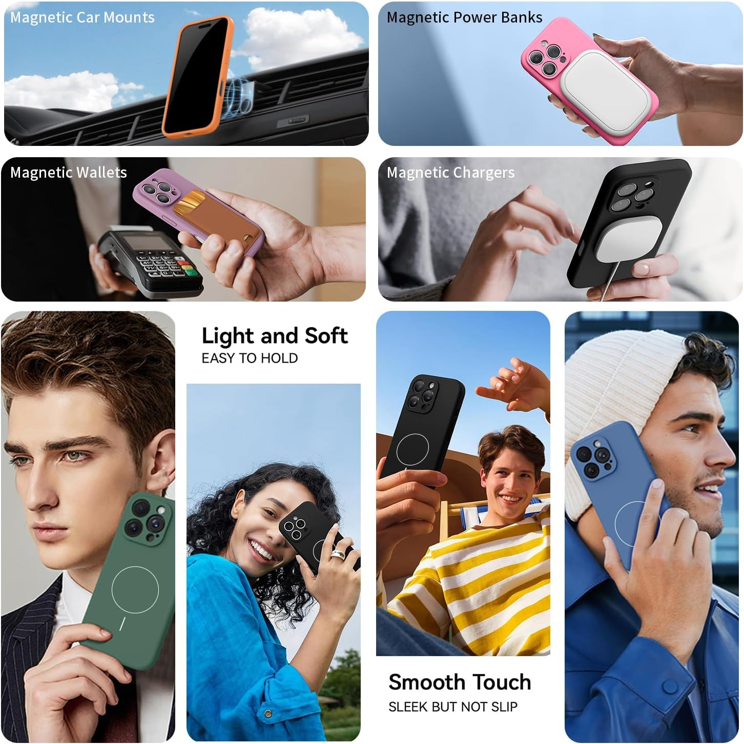 DESSEN Magnetic Case for ZTE Blade A52 Mobile Phone Case - Liquid Silicone Protective Case, Shockproof Camera Protection Case, Camera Protection Bumper, Compatible with Magnetic Accessories, Dark - Blue image number 3