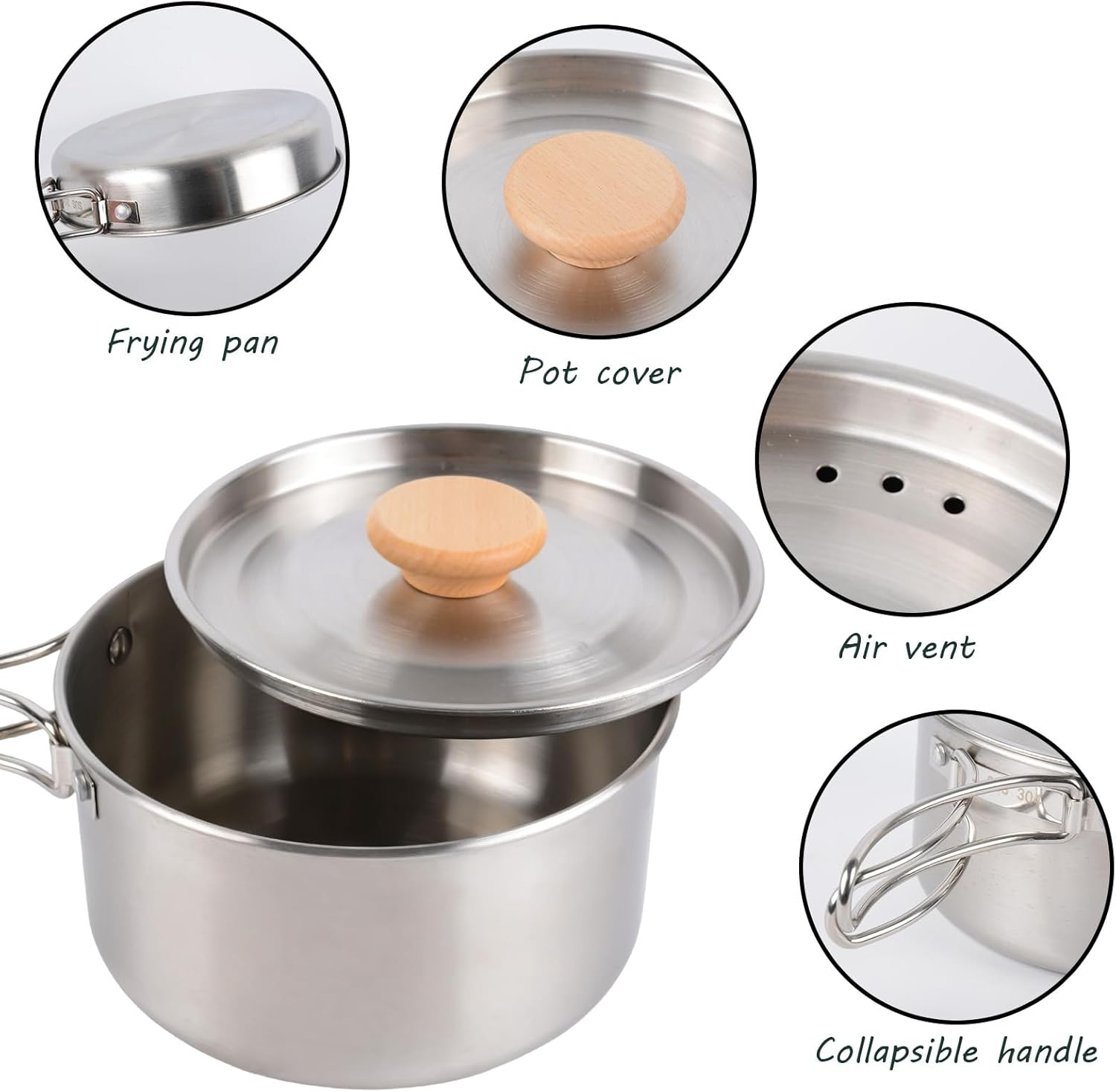 Camping Cookware Set Lightweight & Compact Camping Pots and Pans with Storage Bag for Camping Backpacking Picnic Fishing image number 1