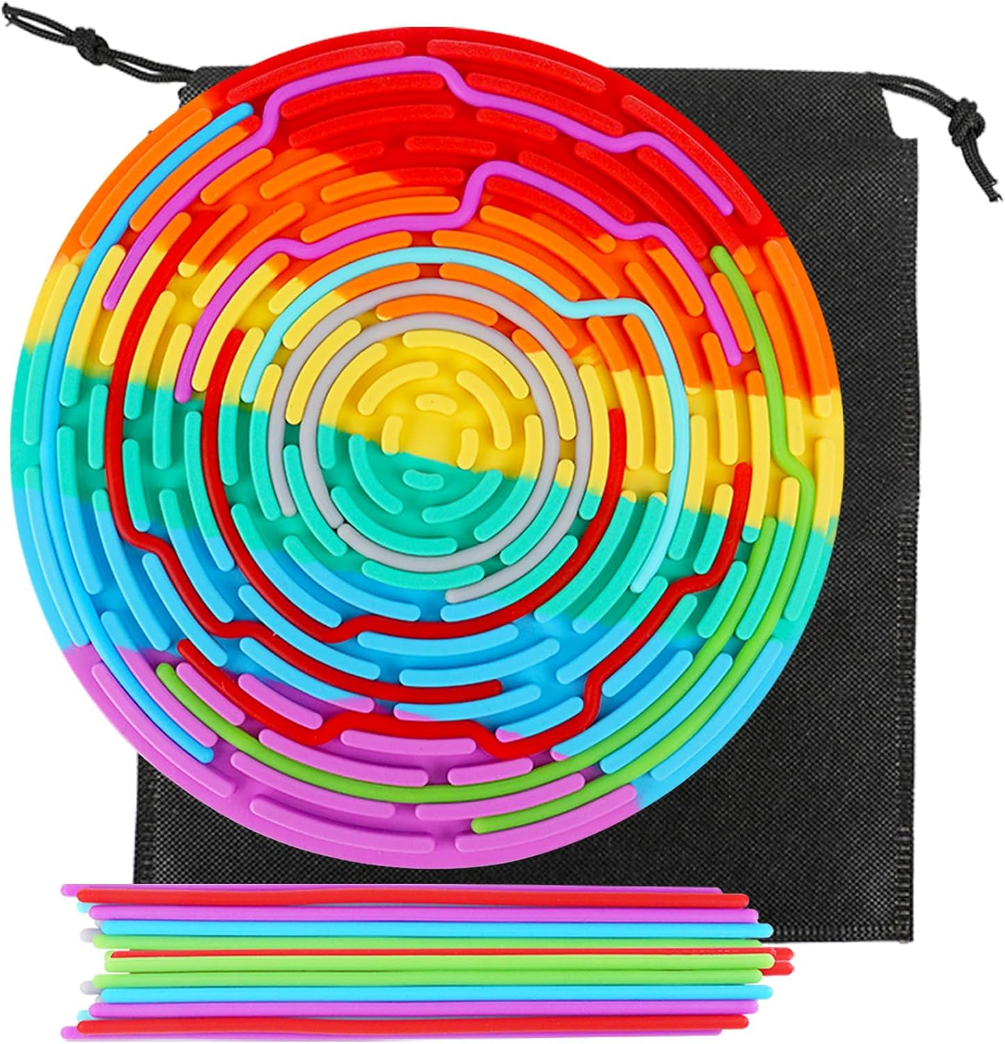 Large Size 7.9'' Push Peel Sensory Activity Board with Storage Bag Silicone Double-Sided Sensory Fidget Board Toys for Kids Adults Stress Relief Calming Anxiety Focus Travel Essentials