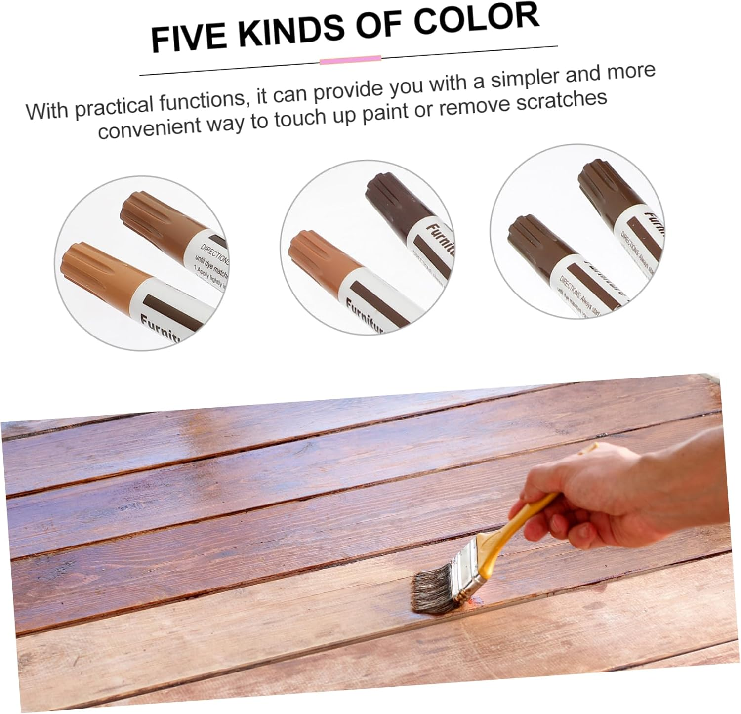 Baluue Wood Stains Repair Pens 10Pcs Set 1-5# Dual Pens Waterproof Furniture Touch-Up Markers for Scratch and Paint Repair on Wood Floor and Furniture Supplies