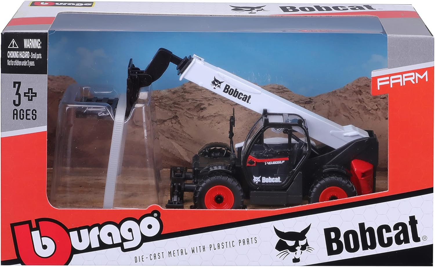 Bburago 18-32087 Bobcat T40.180SLP Telescopic Loader with Pallet Lifter, Toy Vehicle, White/Black image number 2