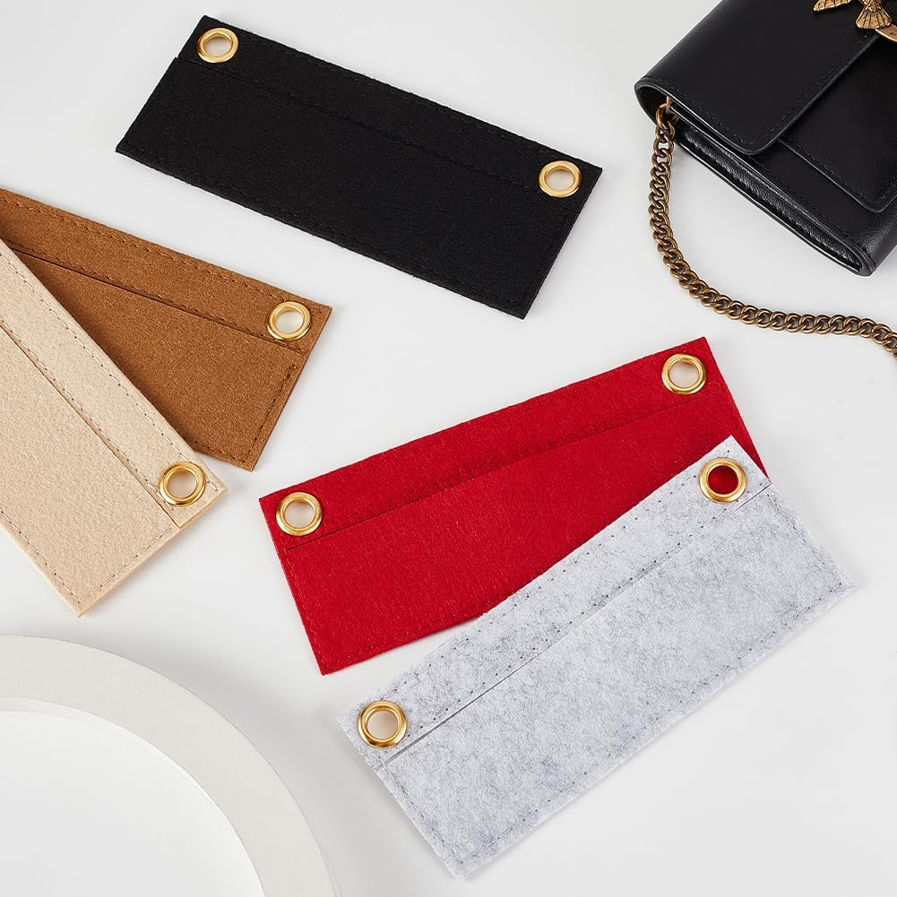 WADORN 5 Colors Purse Felt Insert Organizer, Multipurpose Handbag Liner Tote Bag Organizer with Eyelet in Inner Pocket Storage for Travel Cosmetic Bag, 2.7X6.7 Inch Black image number 2