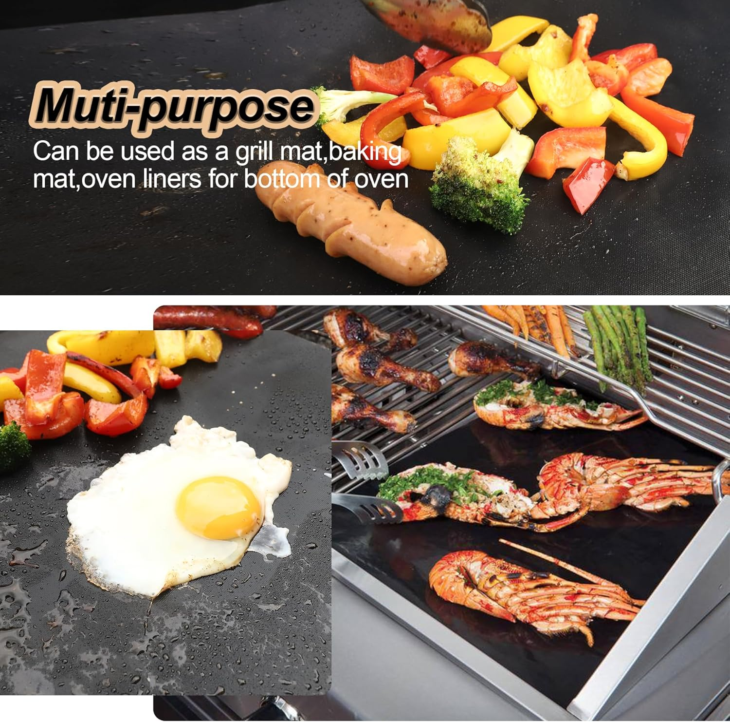 Ubeesize Grill Mats for Outdoor Grill Set of 6 - Heavy Duty Non-Stick BBQ Grilling Mat & Oven Liner, Reusable, Easy to Clean - Works on Oven, Gas, Charcoal, and Electric BBQ - 15.75 X 13 Inch image number 6