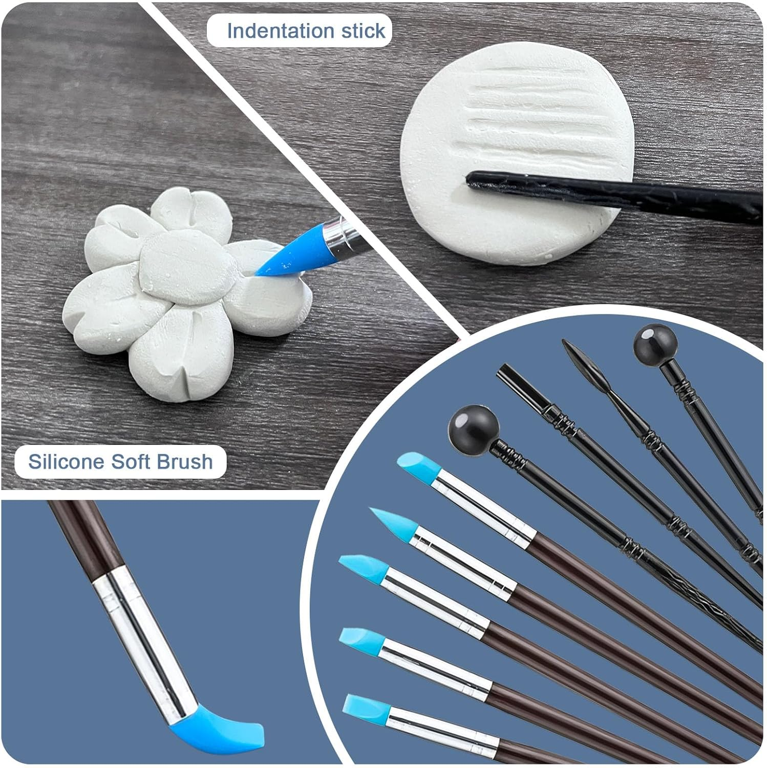 1DFAUL Clay Glaze with Air Dry Clay Tools Kit, 29PCS Clay Sculpting Tools, Polymer Clay Kit and Clay Varnish, Pottery Tool Kit for Sculpting, Modeling, Shaping, High Gloss, Scratch Resistant (Gloss) image number 5