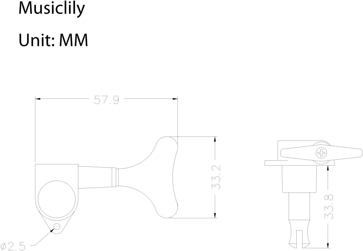 Musiclily 2R2L Sealed Bass Tuners Tuning Pegs Keys Machine Heads Set, Black image number 2