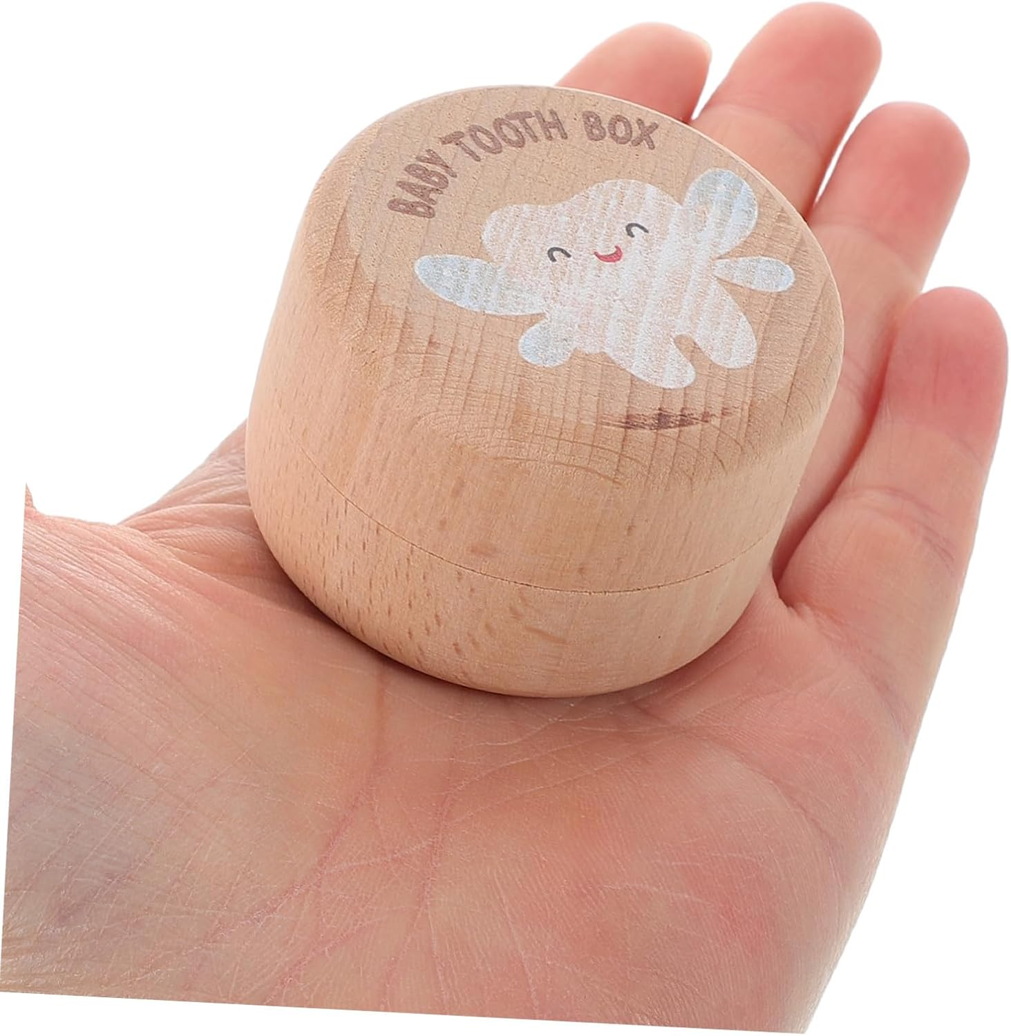 2Pcs Wooden Tooth Keepsake Box Set for Kids round Baby Tooth Holder for Boys and Girls image number 5