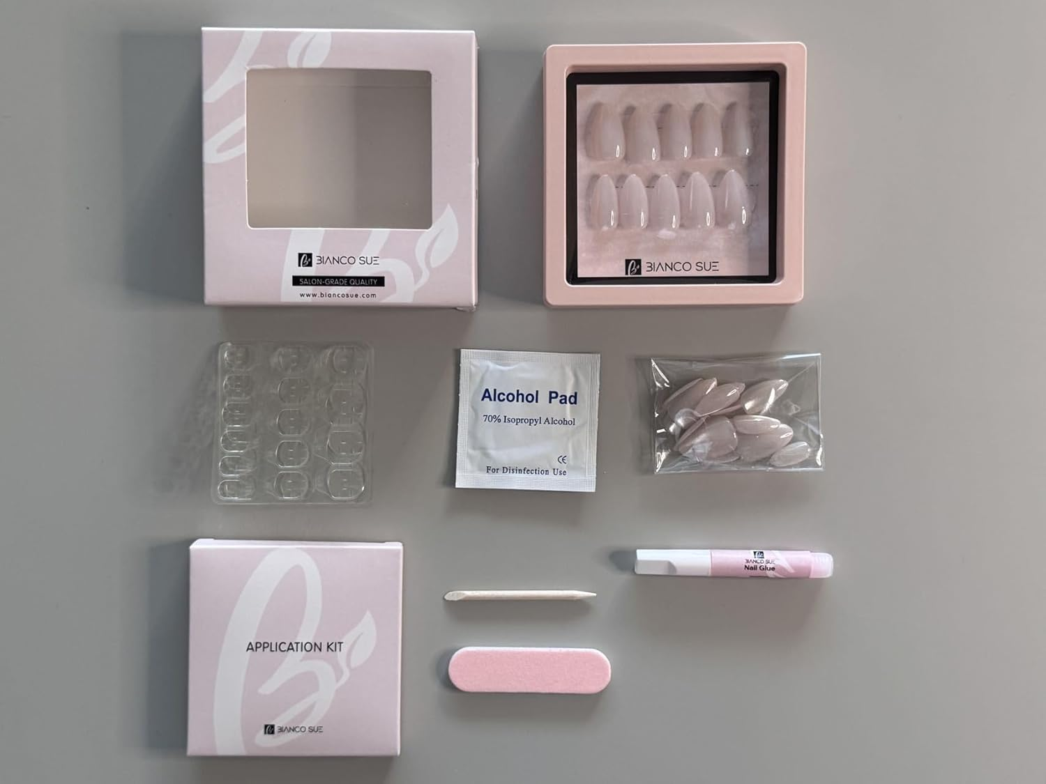 Chic Curve| Bianco Sue Press-On Nails | White Line French Almond False Nails, Reusable Stick-On Fake Nails with Adhesive Tabs and Glue | Salon-Grade Quality | Transparent Storage Box | 15 Sizes - 30 Nail Kit image number 1