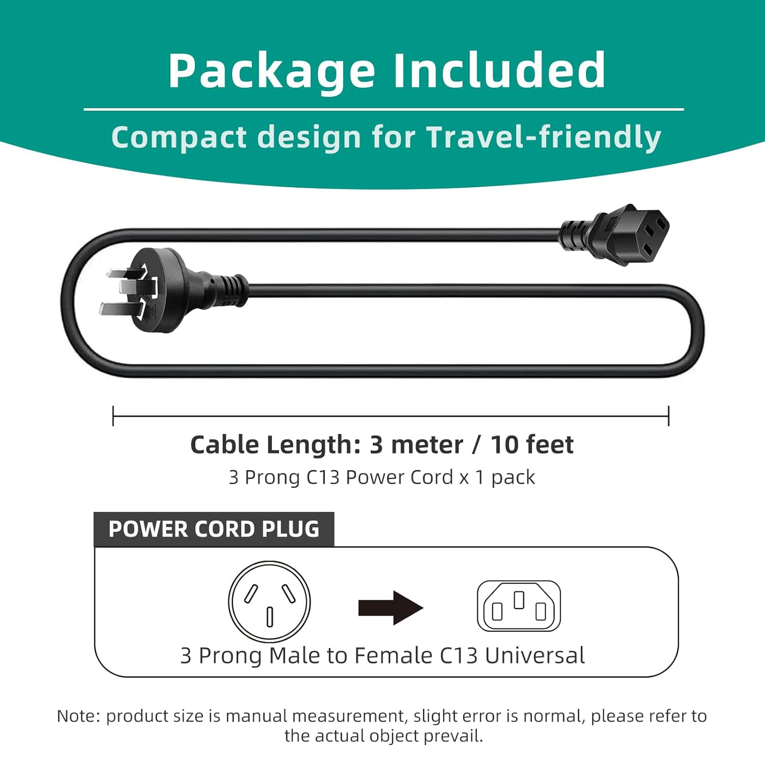 3M/10Ft 3 Prong Universal Treadmills AC Power Cord, Fit for PC Computer,Tv,Printer,Scanner,Samsung,Philips,Lg,Asus,Acer,Dell,Laptop,Monitor and More LCD LED Plasma TV Power Charging Cable Replacement image number 6