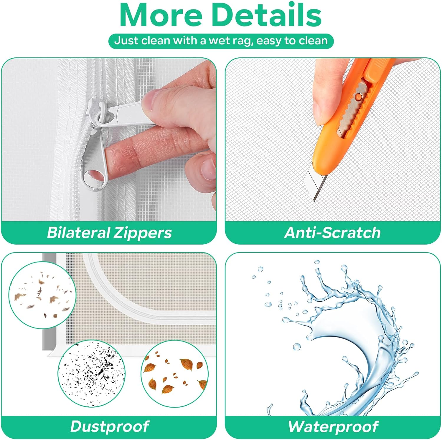 MYPIN Cat Screen Door, 32 X 82 Inch Cat Net Proof Fly Screen Door with Zip on Both Sides, Prevents Dogs and Cats from Leaking Out of the House, Bedroom, Living Room, Kitchen image number 4