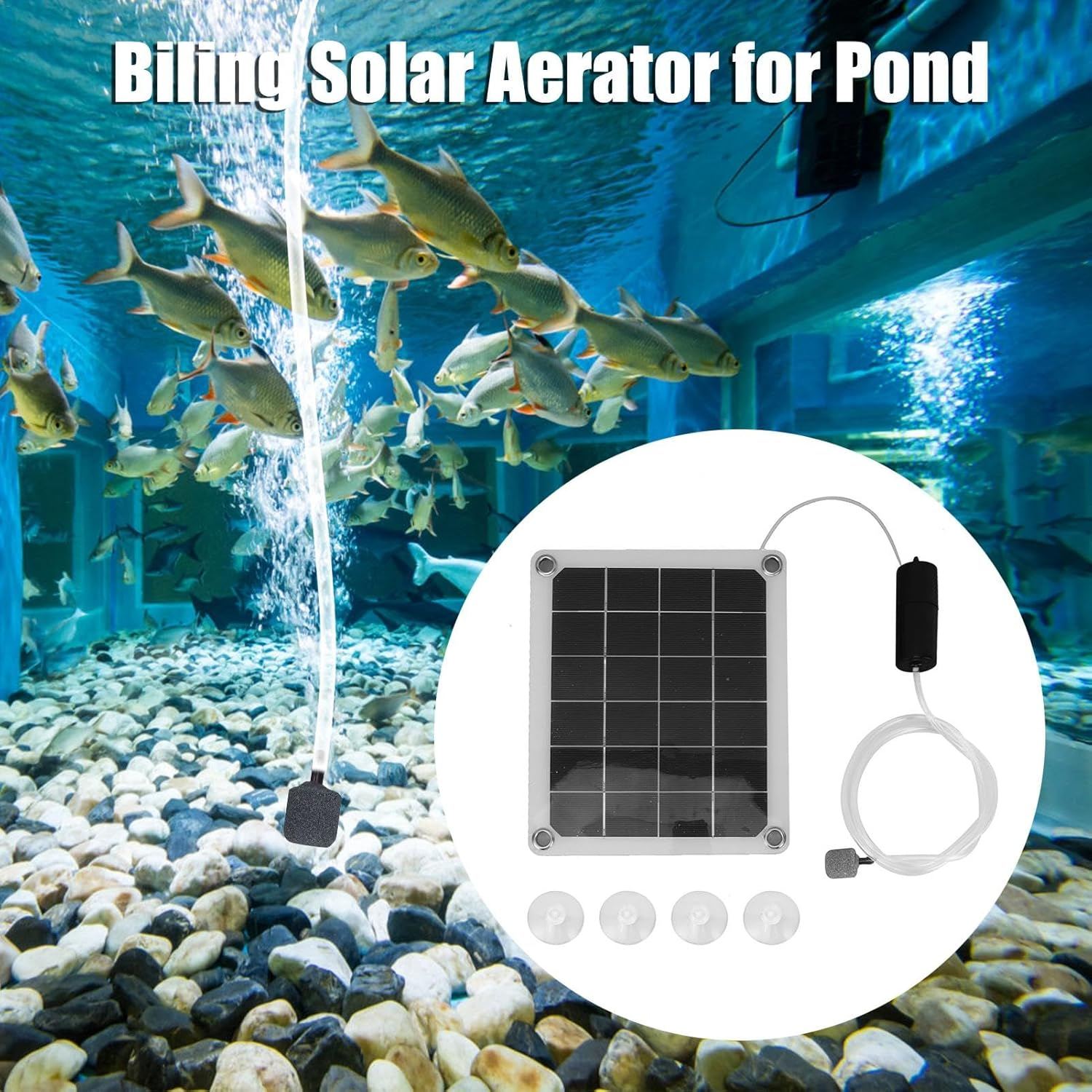 Kuehssn Solar Powered Pond Aerator, USB Powered Pond Air Pump Aerator Outdoor, Adjustable Solar Pond Pump, Convenience Pond Aerator for Hydroponics, Backyard, Ponds & Lake image number 5