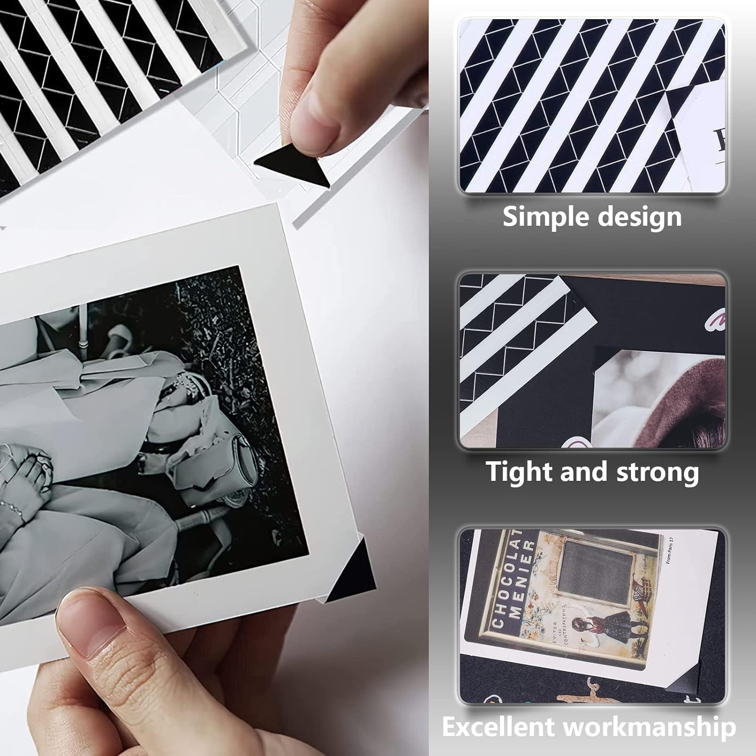 Photo Corners Sticker, 20 Sheets Self-Adhesive Photo Corners, 2040 Pcs Scrapbooking Supplies for Memory Books Picture Album (Black) image number 5
