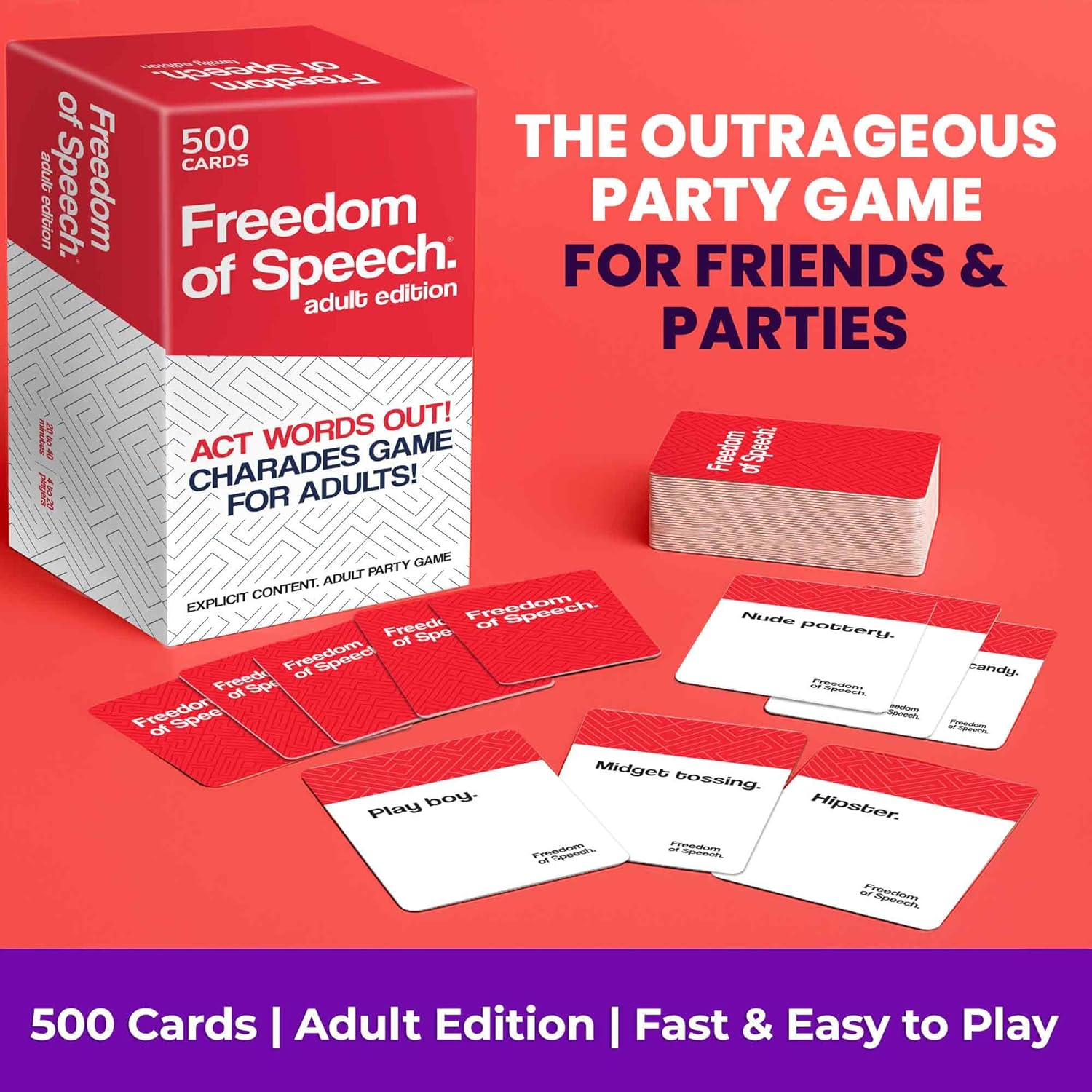 QUOKKA Card Board Games for Adults - Freedom of Speech. Adult Edition - Fast-Paced | Guess the Word | Easy to Play - Adult Party Game for Game Night image number 1