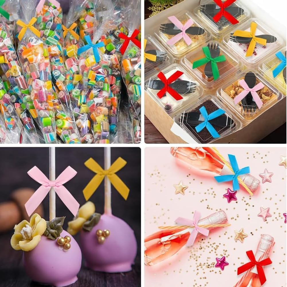 Suithink 50 Pieces Red Twist Tie Satin Bows,9Cm Ribbon Bows for Gift Wrapping, Crafting Wedding, Birthday, Christmas Decoration (Red) image number 4