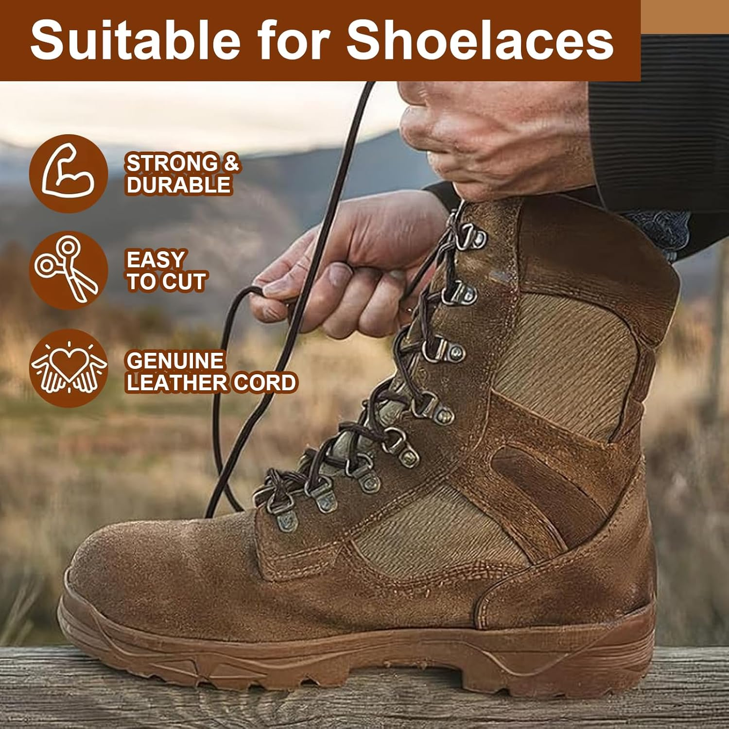 Wentworth 3Mm Flat Genuine Leather Cord, Dark Brown Leather String for Jewelry Making, Craft Bracelets, Necklaces, Braiding, DIY Projects (5 Yards) image number 3