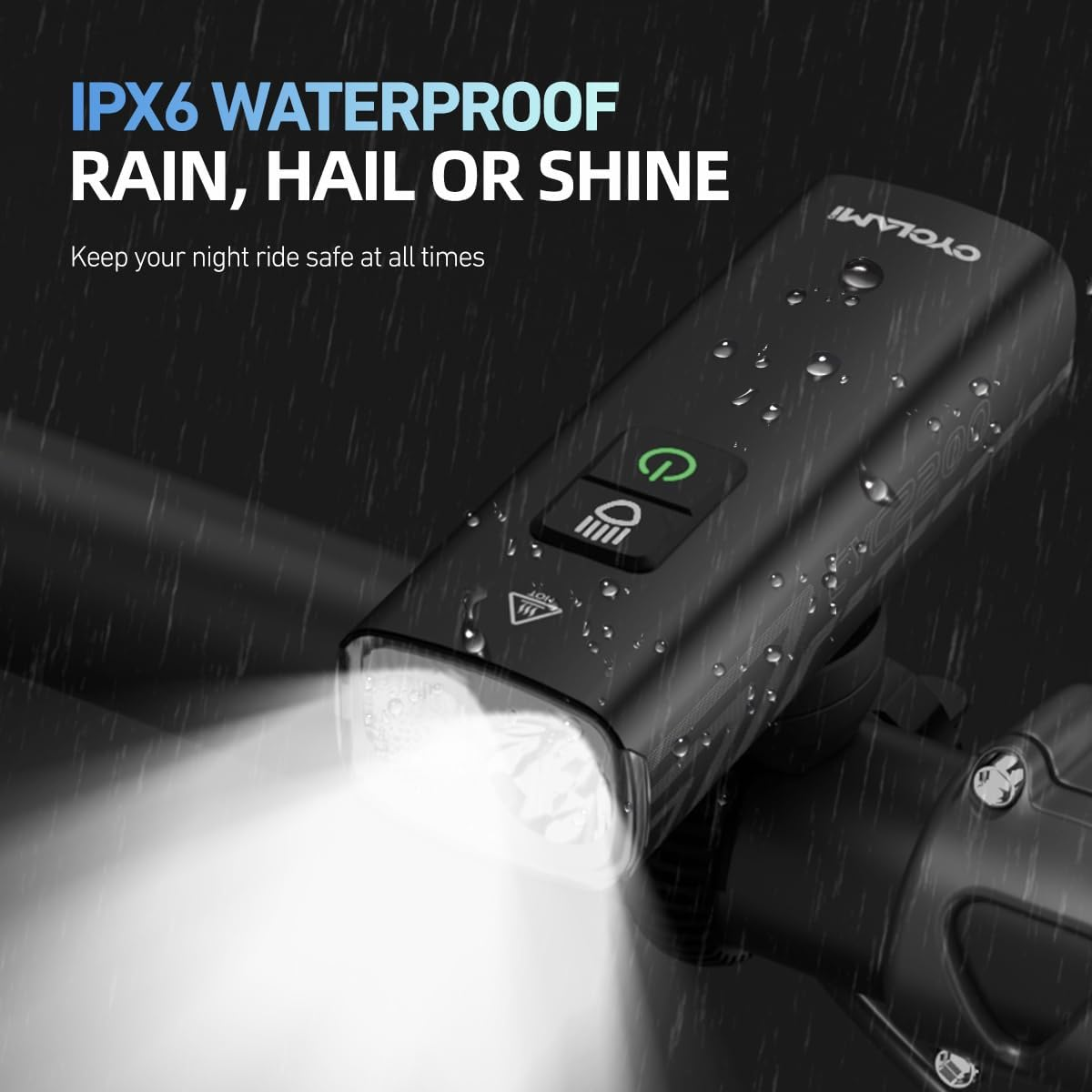 CYCLAMI Bike Light Set - 2000 Lumen USB Rechargeable Headlight 5+4 Modes, 200M Visibility, Tool-Free Mount - IPX6 Waterproof Aluminum Alloy for Mountain/Commute Biking image number 4