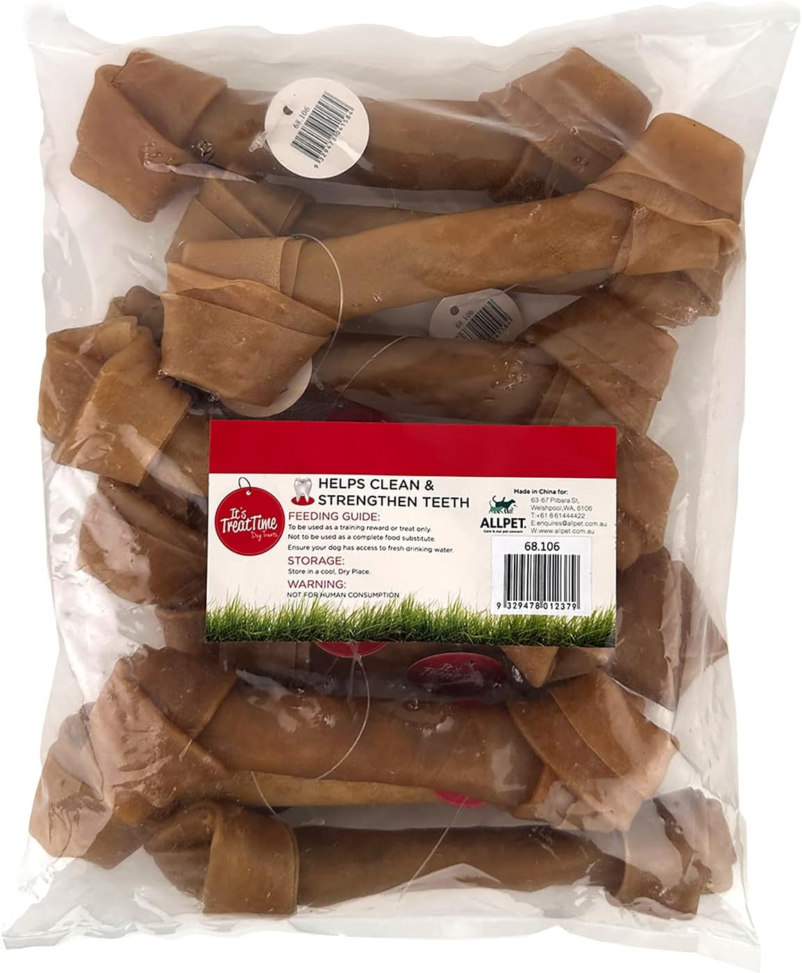 It'S Treat Time Dog Rawhide Bone Knot Natural 22Cm (10 Pack) - Long-Lasting Dog Treats, Dental Chews for Dogs, Teeth Cleaning, Tartar Control, Oral Health image number 1