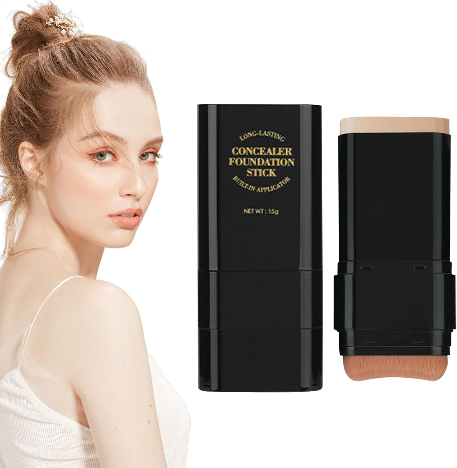 Concealer Foundation Stick - Full Coverage Foundation Stick | 15G Moisturizing Makeup for Women | Brightens Skin Tone, Non-Transfer, Dual-Ended Concealer Cream, Long-Lasting Face Primer for Ladies