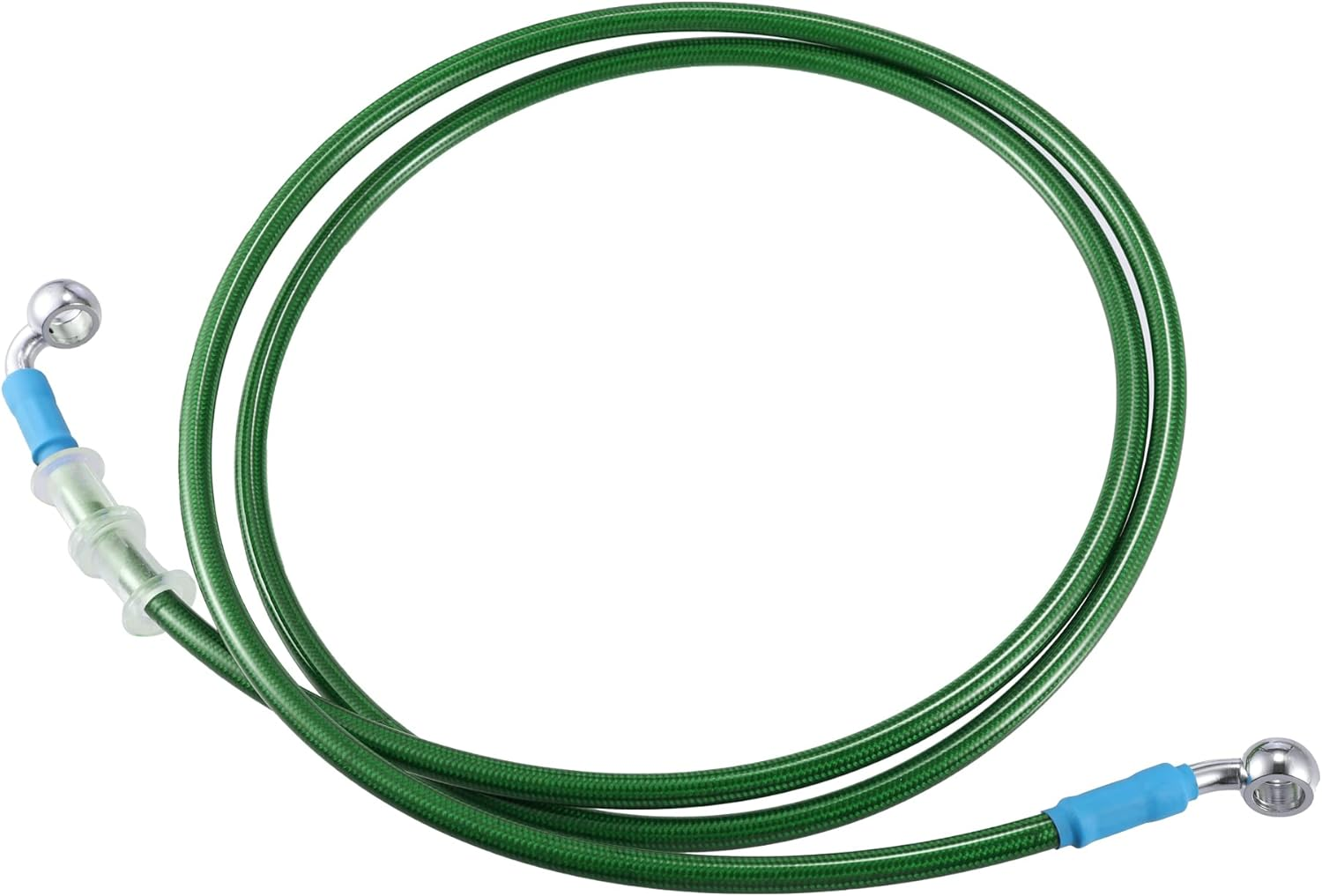 X AUTOHAUX 120Cm AN3 M10 Car Hydraulic Brake Line Oil Hose Pipe Fitting 28&deg; 90&deg; Stainless Steel for Car Motorcycle Dirt Racing Bike Green