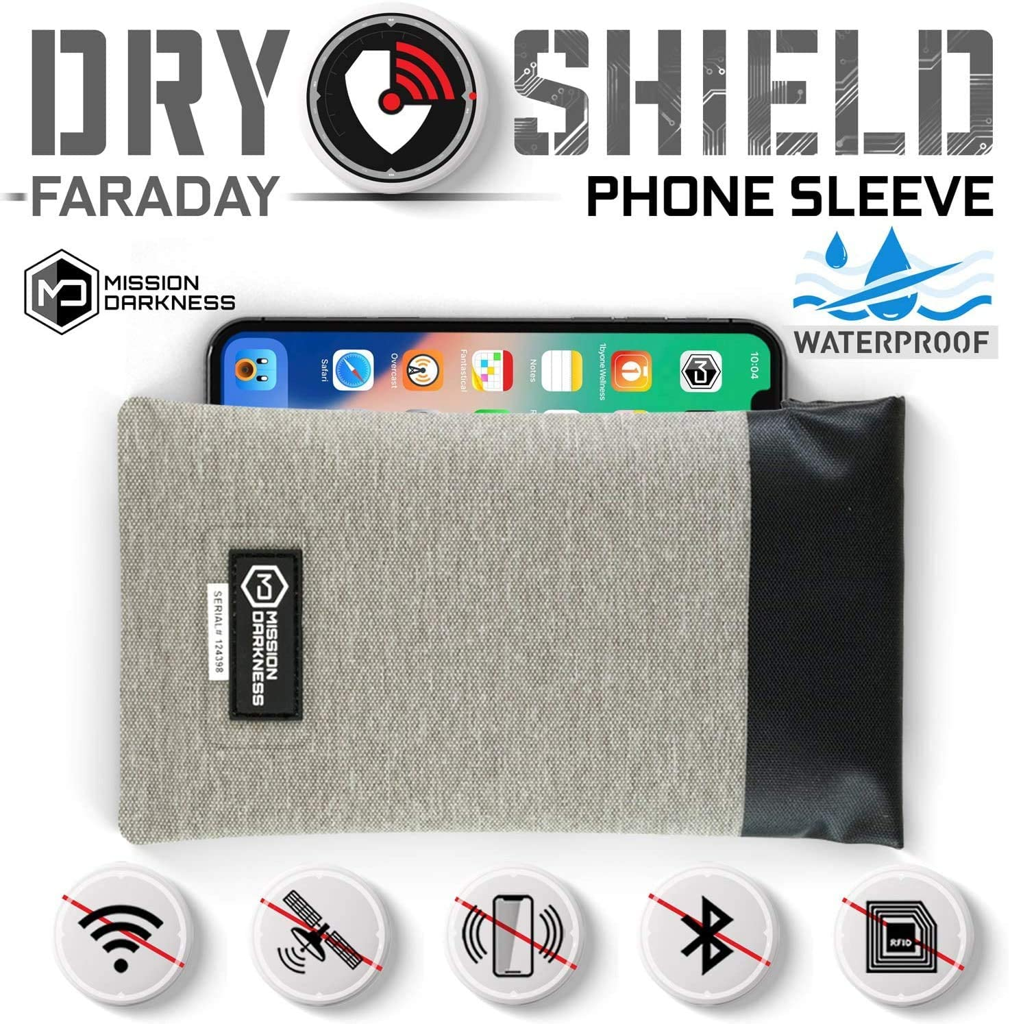 Mission Darkness Faraday Phone Sleeve // Slim Waterproof Dry Bag for Cell Phones + RF Shielding Liner // Signal Blocking, Anti-Tracking, EMP Shield, Data Privacy, Electronic Device Security image number 6