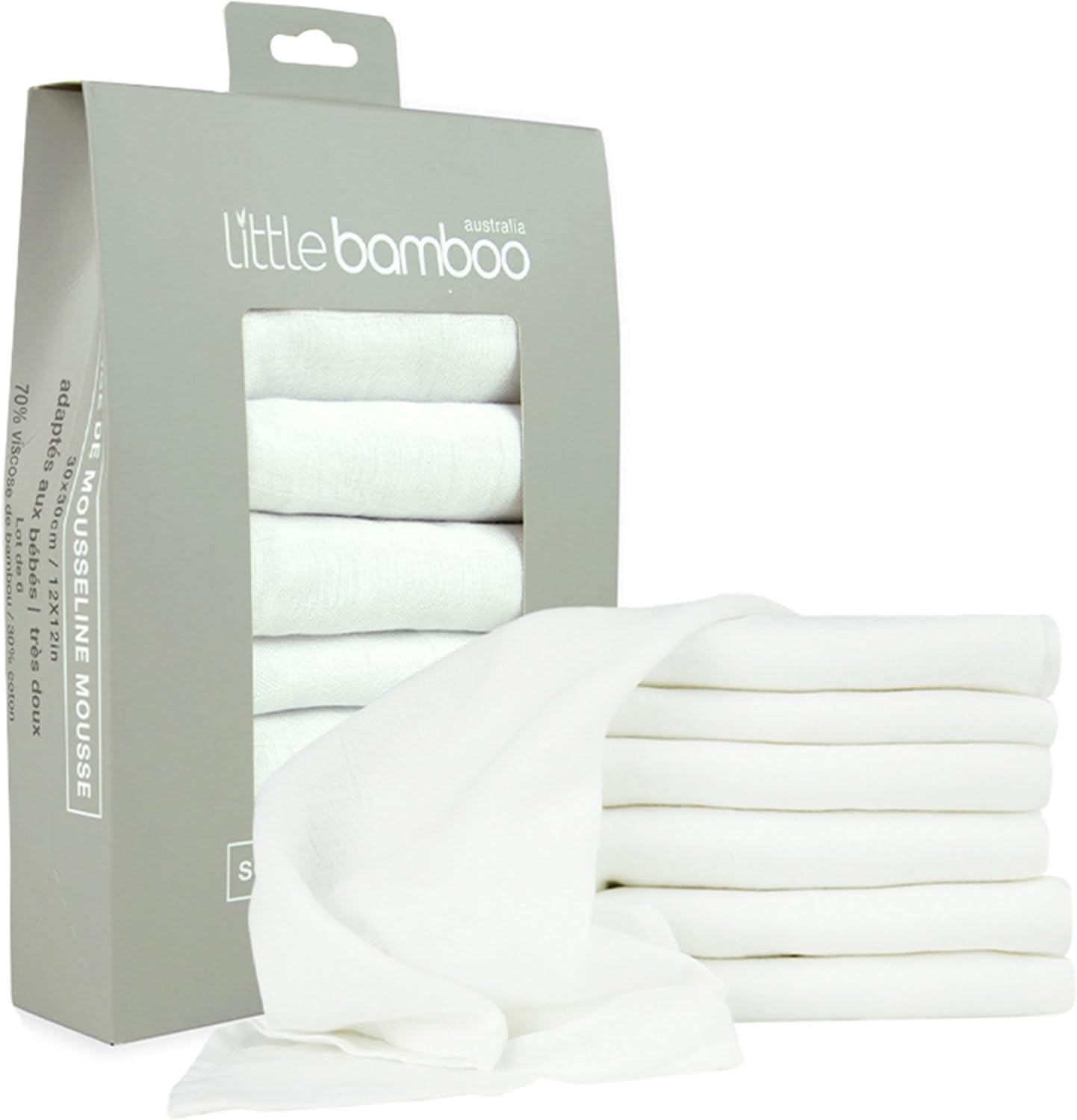 Little Bamboo Muslin Baby Face Washer Cloths 6 Pack - Natural image number 1