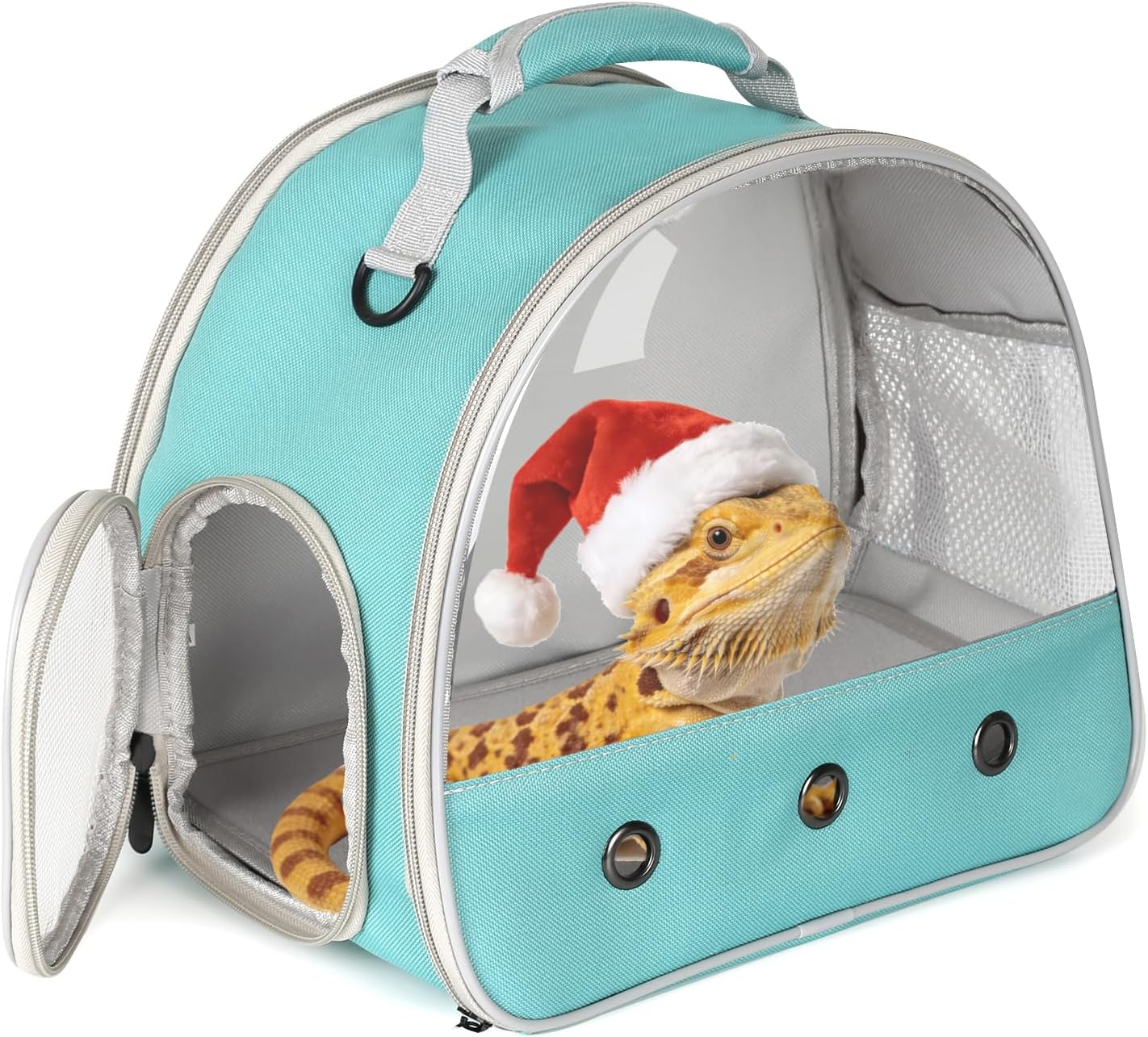 Bearded Dragon Travel Carrier for Lizards, Hedgehog, Rat, Parrot, Bird & Guinea Pig - Portable for 2 (Green) image number 5