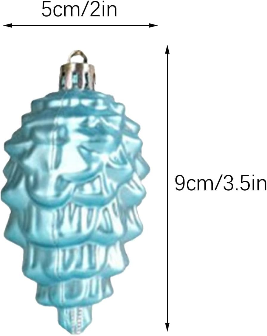 Christmas Baubles Christmas Ball Ornaments 8Pcs Christmas Ball Christmas Decorations Christmas Tree Pinecone Ornaments Hanging for Christmas Tree Decor Christmas Balls Set Xmas Balls (Color : Blue) image number 5