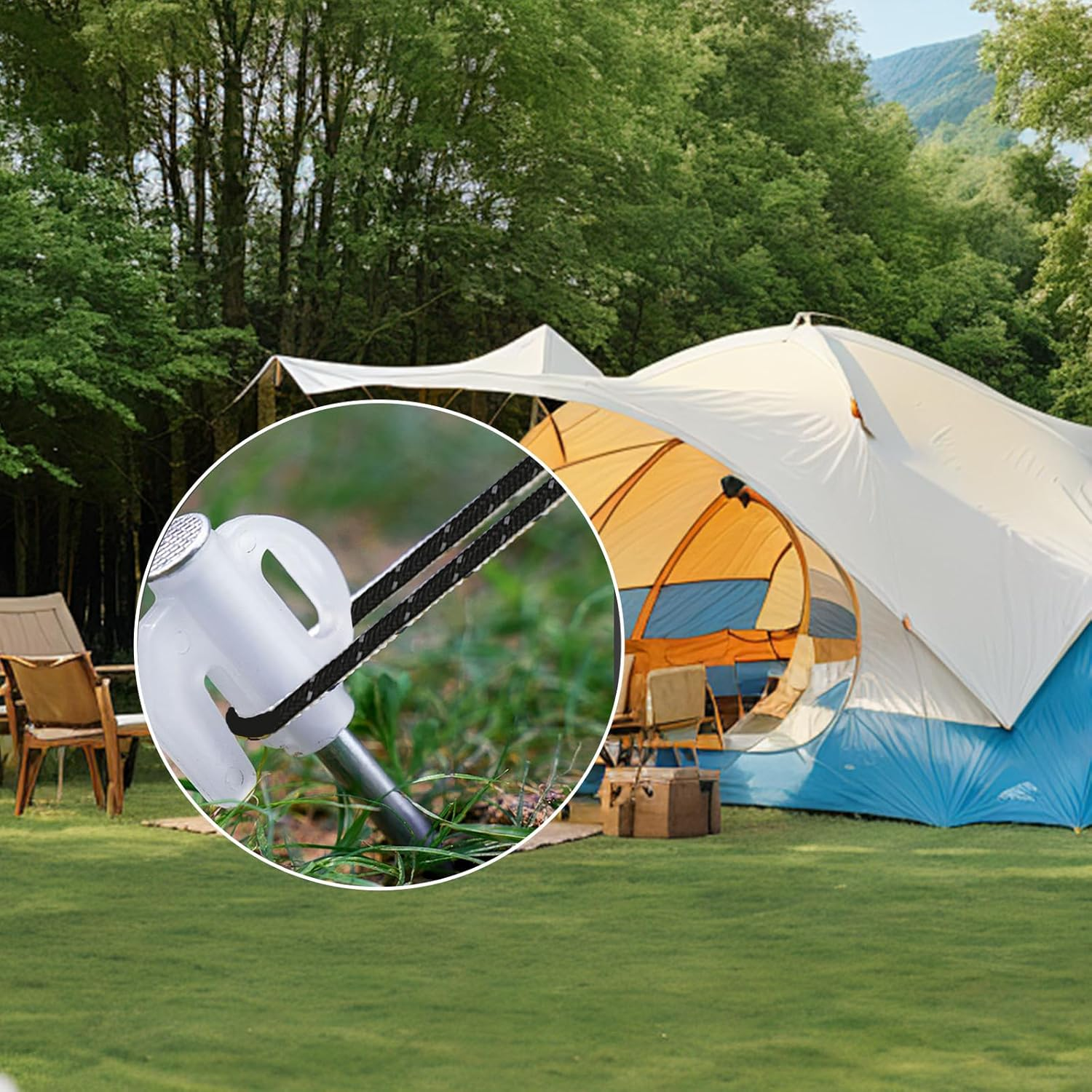 4 Pcs 4M Tent Guy Ropes with Pulley, 4Mm Reflective Adjustable Guide Ropes, Heavy Duty Rope Tensioner Ratchet with Aluminum Adjuster for Outdoor, Camping, Hiking, Awning, Tents, Plant Growing image number 5