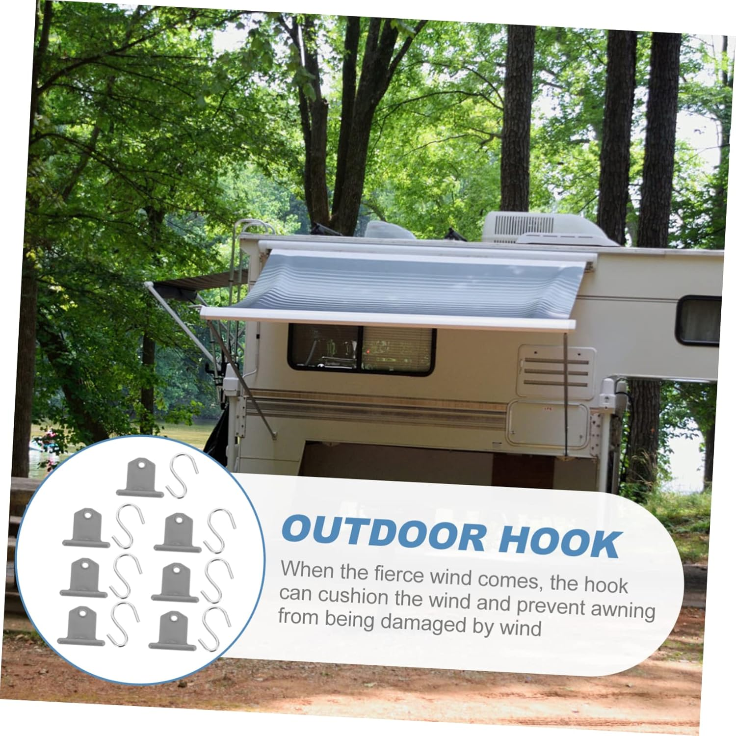 Totority 7Pcs Camping Awning Hooks Replacement for Rv Caravan Rail Hook Lightweight Awning Piping Accessories image number 5