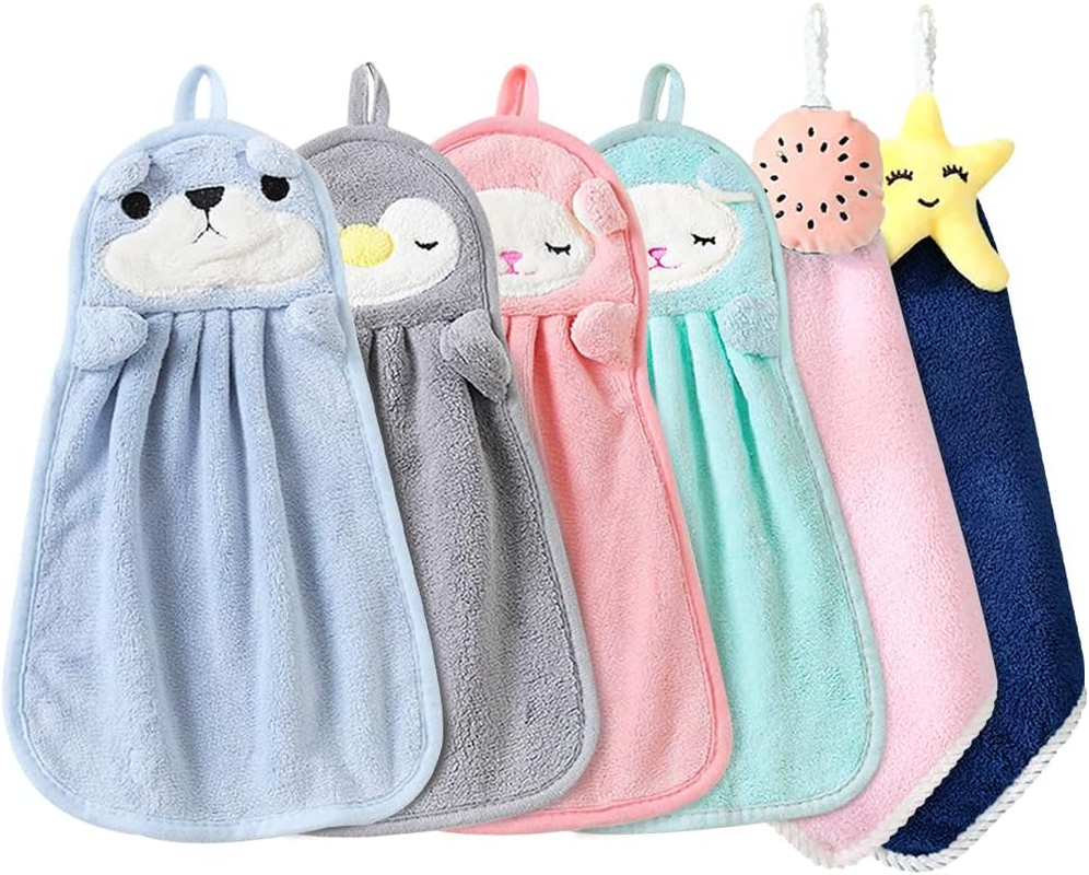 BOJVESH 4Pcs Bowknot Hanging Hand Dry Towels, Microfiber Coral Velvet Hand Towels Hanging Loop, Absorbent Super Soft Cute Hand Towels for Kitchen Bathroom Kids Adults&hellip;