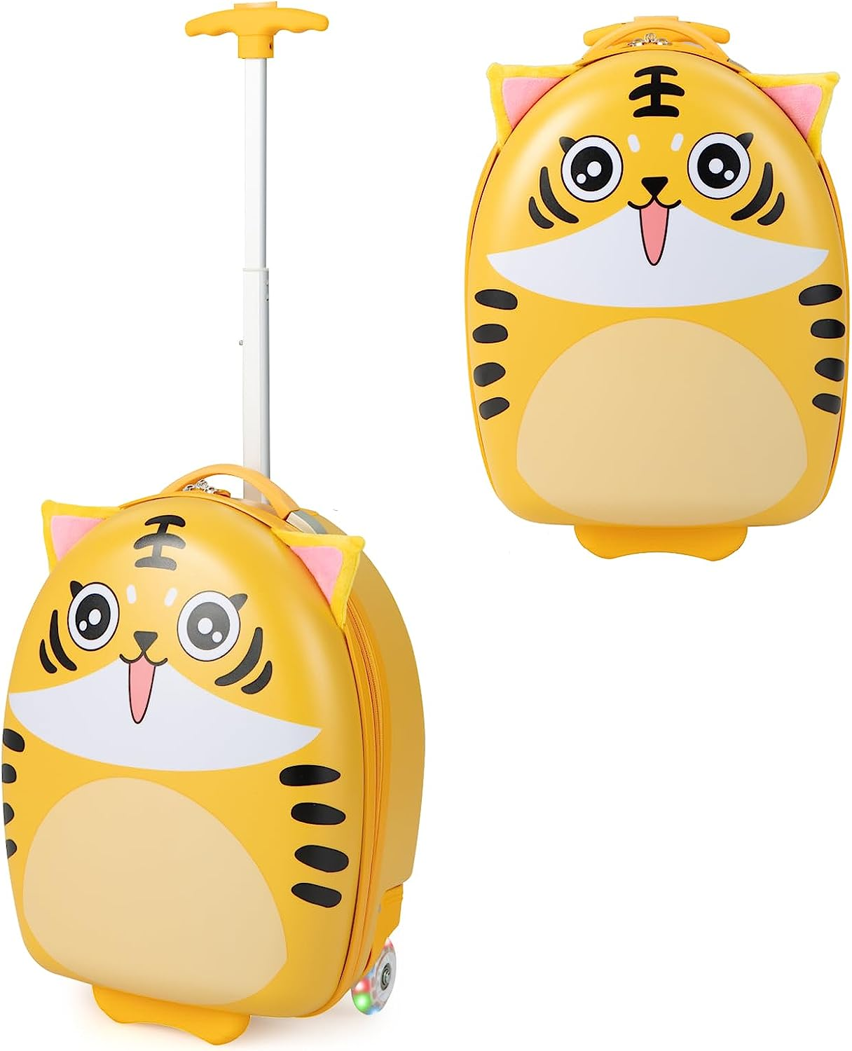 Costway 16" Kids Carry on Luggage, Children'S Rolling Suitcase with Light-Up Wheels, Waterproof Hard Shell Travel Luggage, Lightweight Luggage Trolley for Boys & Girls 3-6 Years image number 6