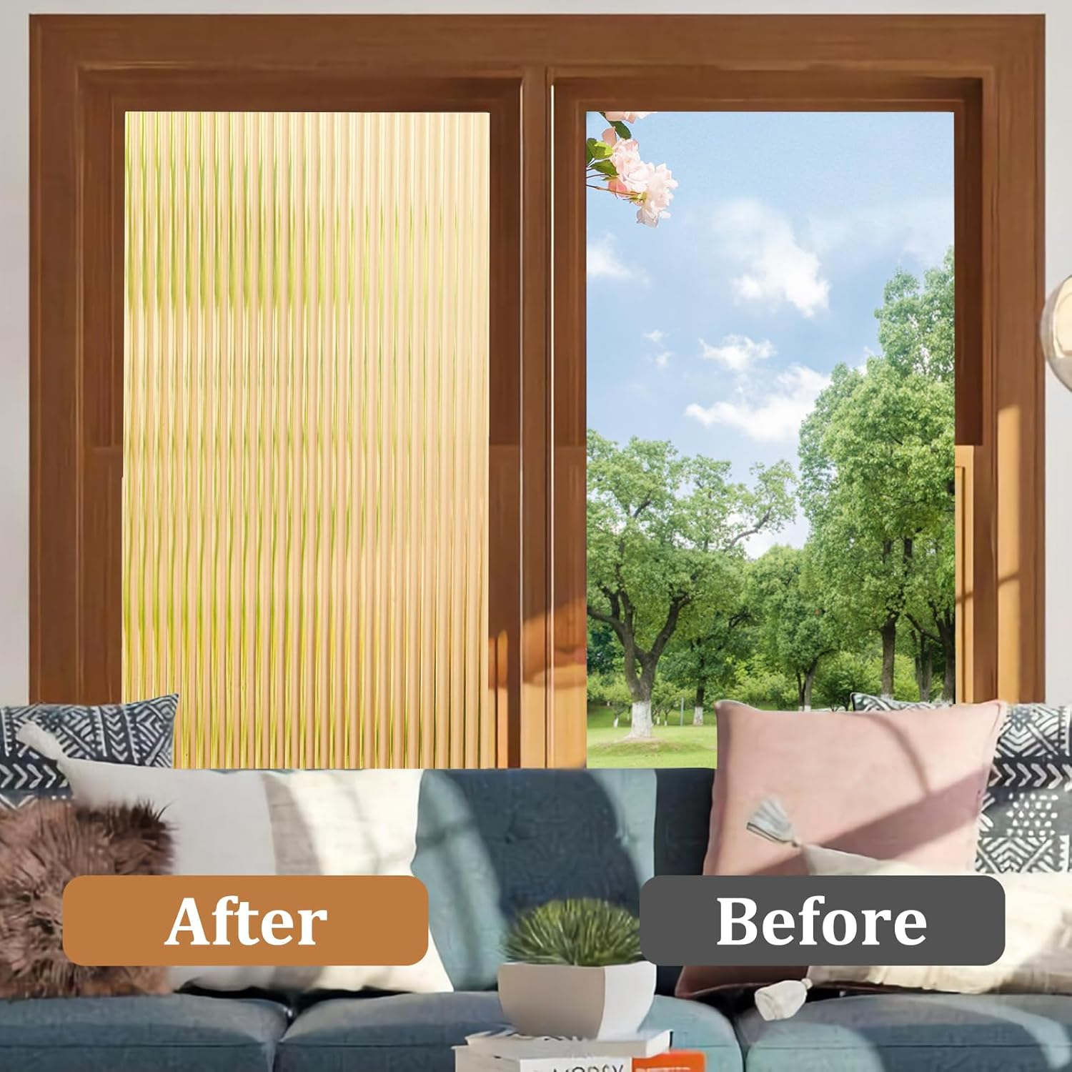 Beautyhero Window Privacy Film, Stained Glass 3D Reeded Frosted Stickers for Bathroom, Adhesive Decorative UV Blocking, 23.6X78.7 In image number 5