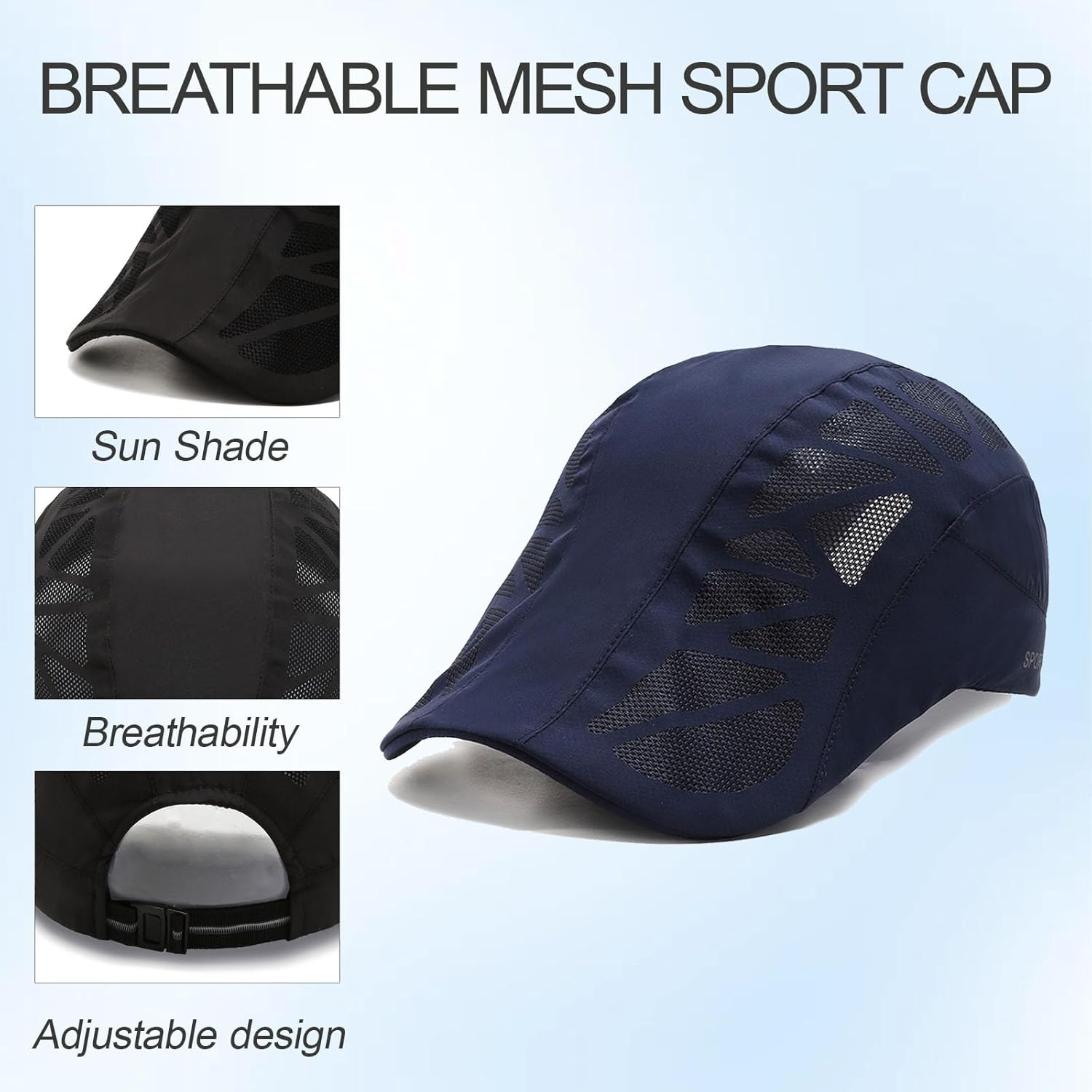 Aeromesh Cap, Breathable Mesh Sport Cap, Lightweight Quick-Dry Running Hat with Adjustable Strap for Men & Women, Low Profile Sun Hat for Tennis Golf Outdoor image number 1